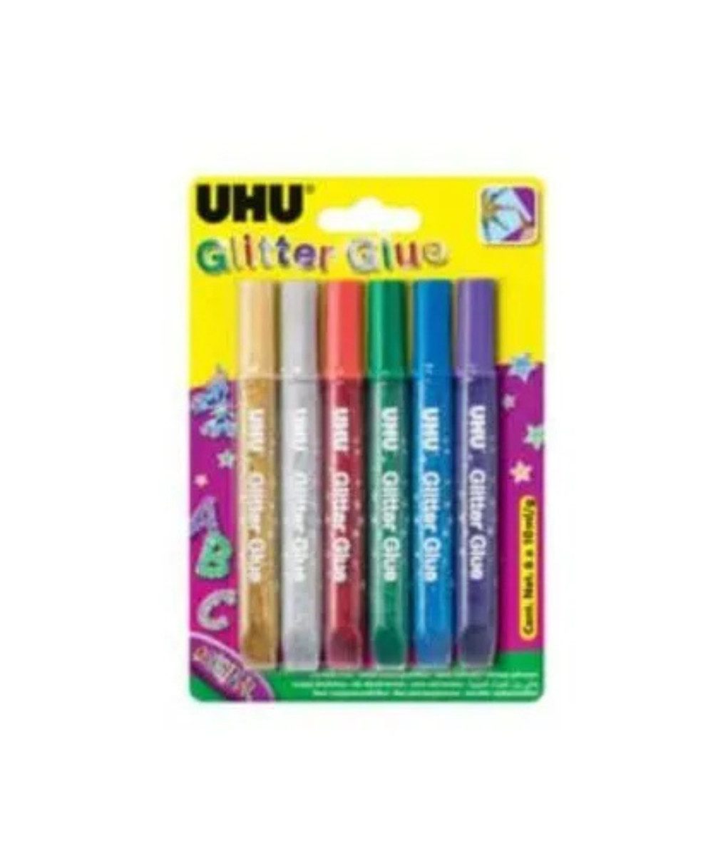 UHU Ремесленный клей UHU Glitterglue Young Creativ Original 6 Farben, (Packung, 6-tlg), Auswaschbar für einfache Reinigung