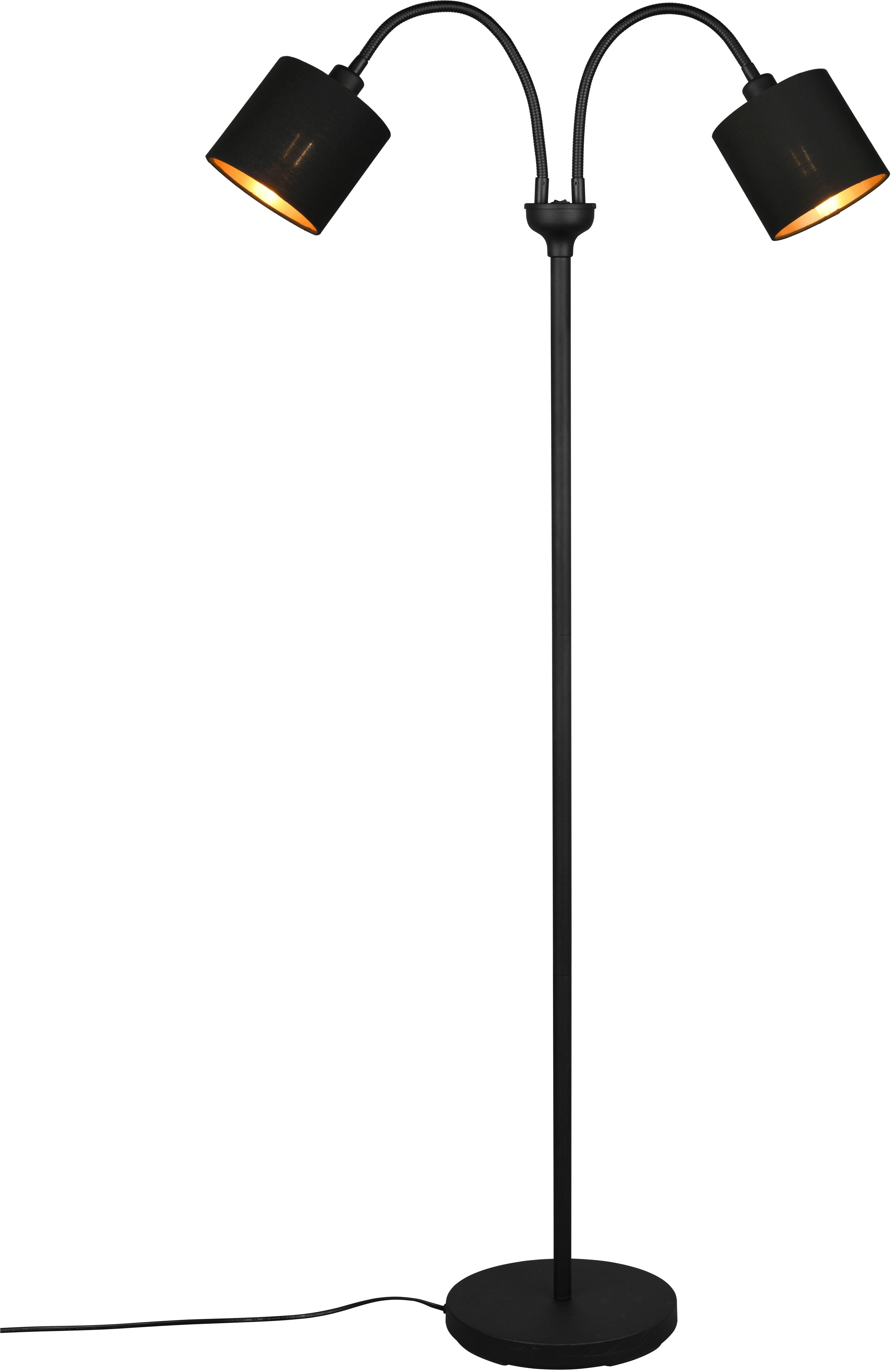 Reality Leuchten Stehlampe TOMMY, Bogenleuchte 2-flammig, exkl 2x E14 max 40W, mit Kippschaltern, Ein-/Ausschalter, Lesearm, getrennt schaltbar, Leuchtmittel wechselbar, warmweiß - kaltweiß, Leseleuchte Stehleuchte Wohnzimmer Höhe 130cm, Arme verstellbar