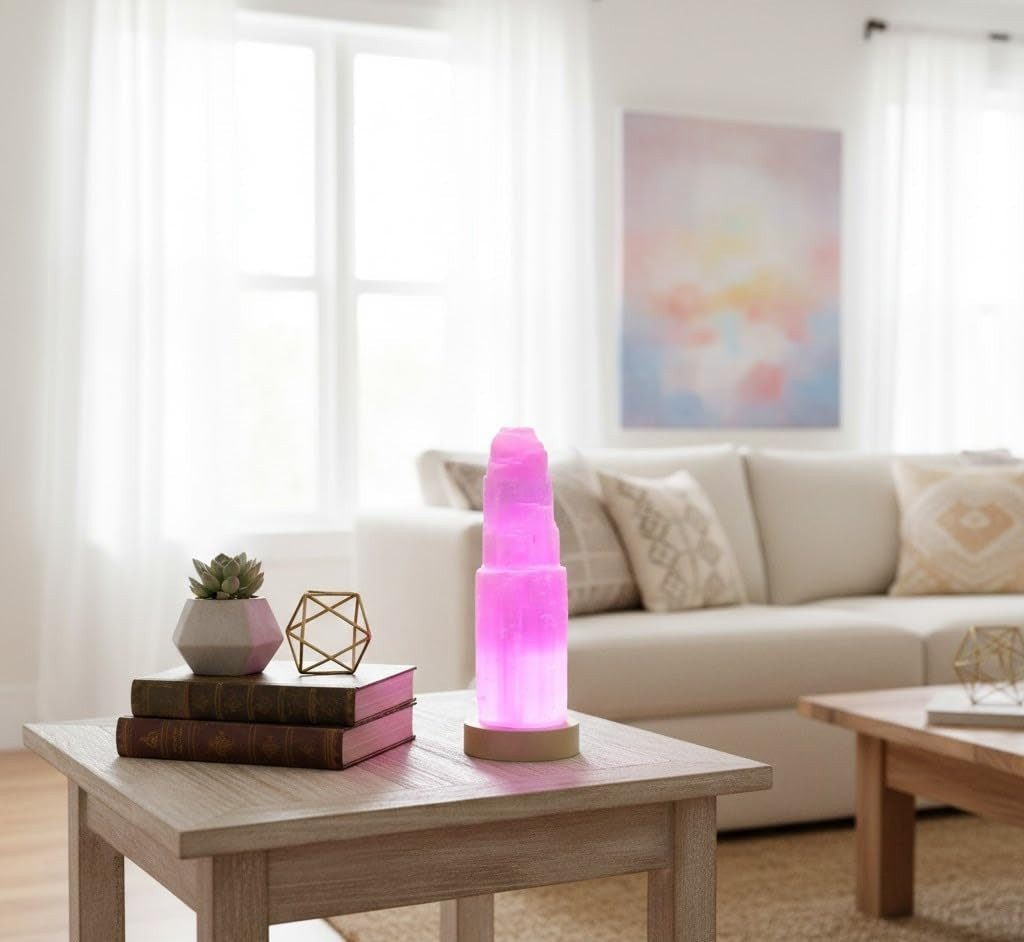 Heimtex Tischleuchte Selenite Crystal Stone Lamp–USB LED Color Changing available in 3 Size