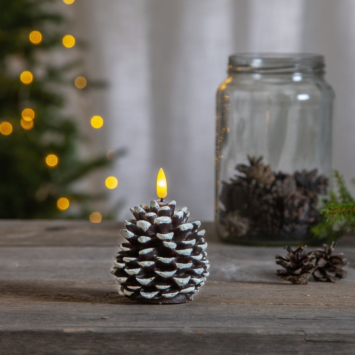 MARELIDA LED-Kerze LED Kerze Kiefernzapfen Tannenzapfen Echtwachs H: 10,5cm günstig online kaufen