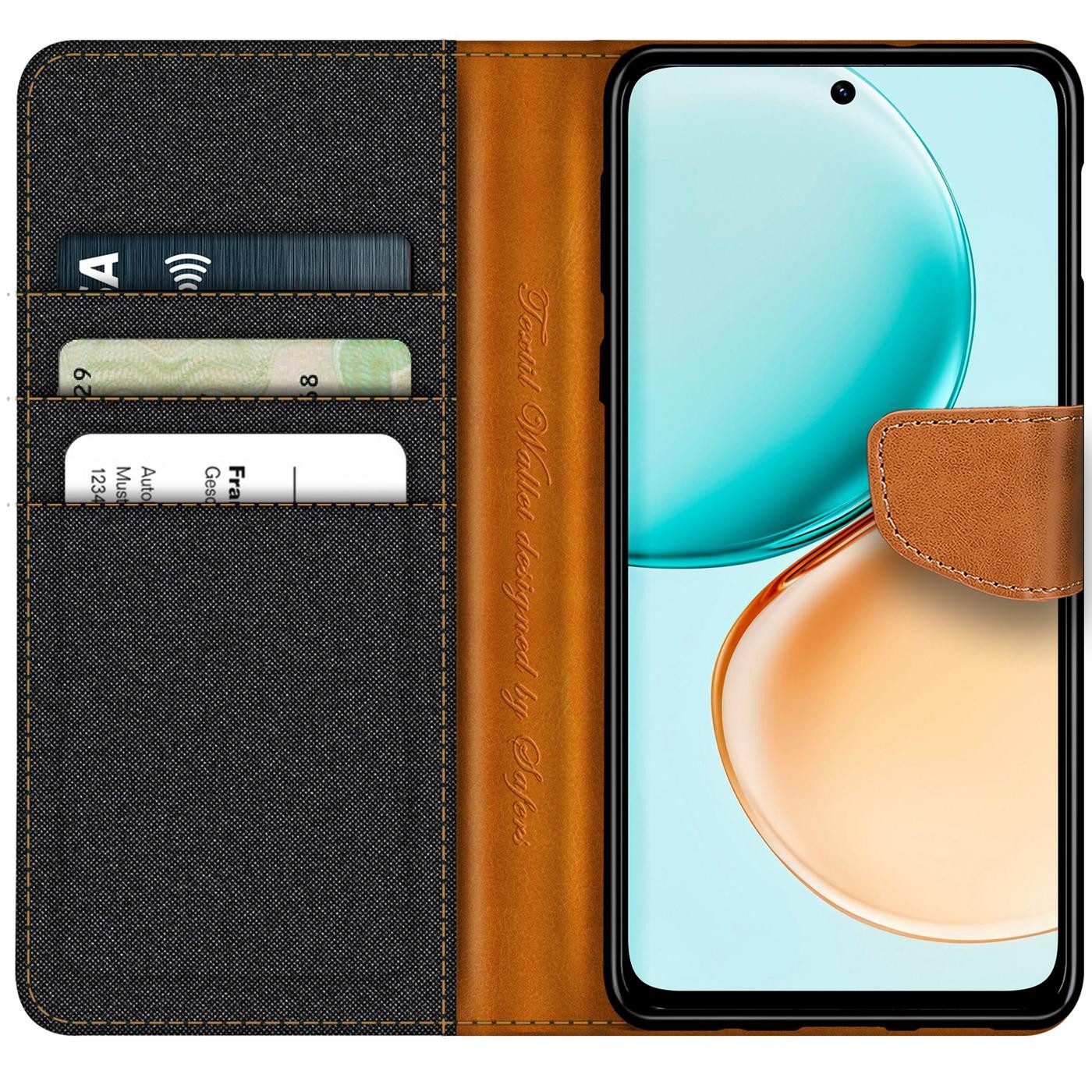CoolGadget Handyhülle Denim Schutzhülle Flip Case für Honor 400 Smart 6,77 Zoll, Book Cover Handy Tasche Hülle für Honor 400 Smart Klapphülle – Bild 2 von 5
