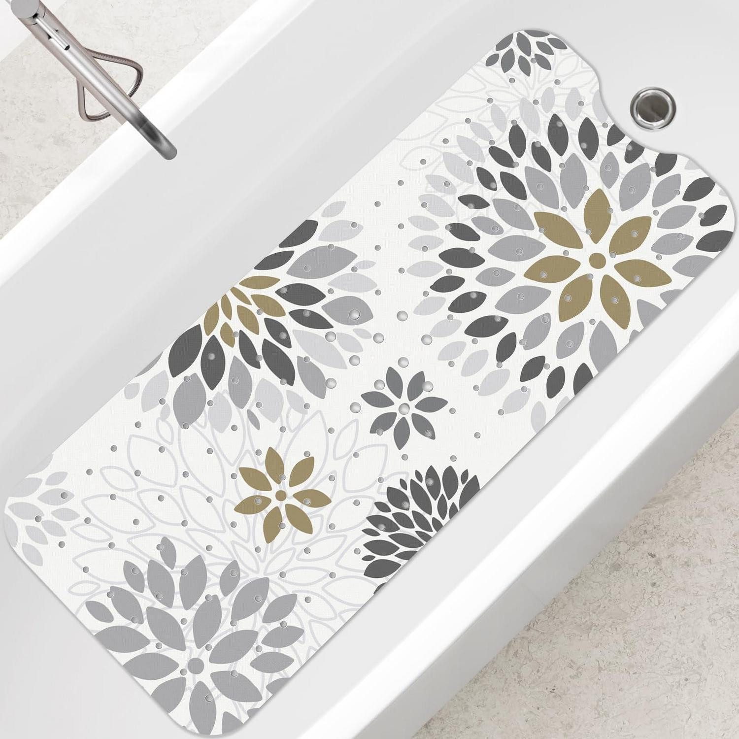 LuxusKollektion Wanneneinlage Badewannenmatte rutschfest Grau 100x40cm, B: 40 cm, L: 100 cm