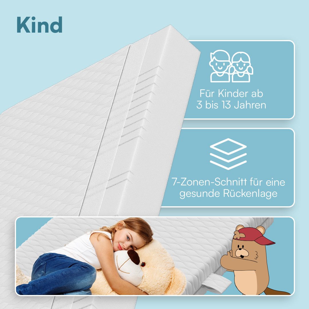 Kindermatratze Twist, Kaltschaummatratze wendbar, Härtegrad H1/H2, Bellabino, 15 cm hoch, (90x190 cm), Baby- und Kindermatratze 7-Zonen, abnehmbarer Bezug