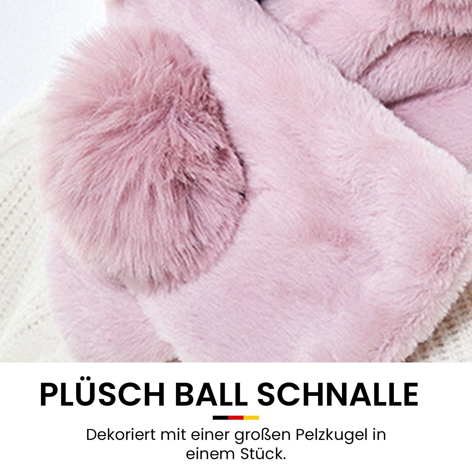 Wintermützen-Schal-Mützen-Set Mütze Schal Rosa Warme Strickmütze MAGICSHE &