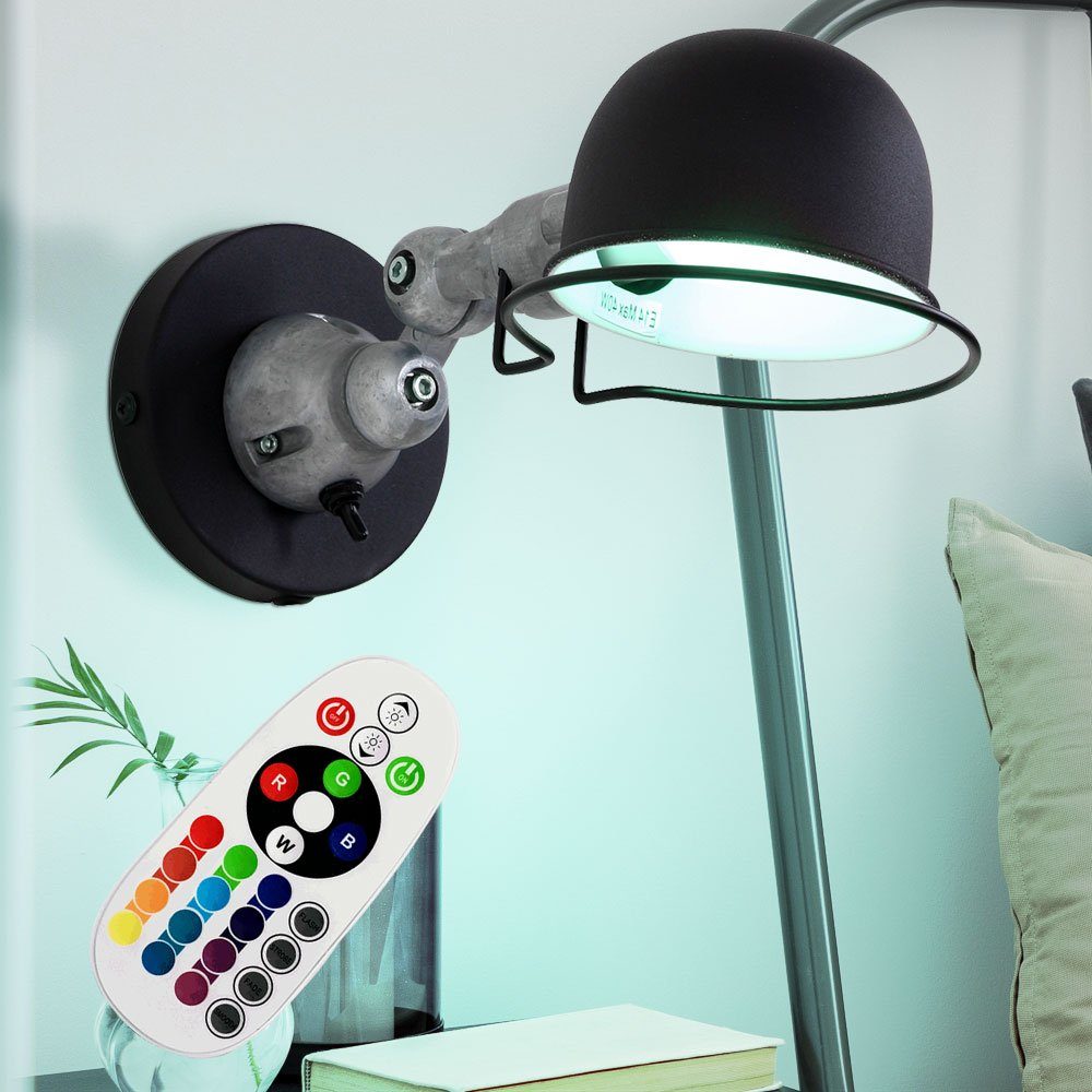 etc-shop Stil LED Leuchte inklusive, Leuchtmittel Warmweiß, Fernbedienung Strahler Farbwechsel, Spot Wand Industrie Wandleuchte,