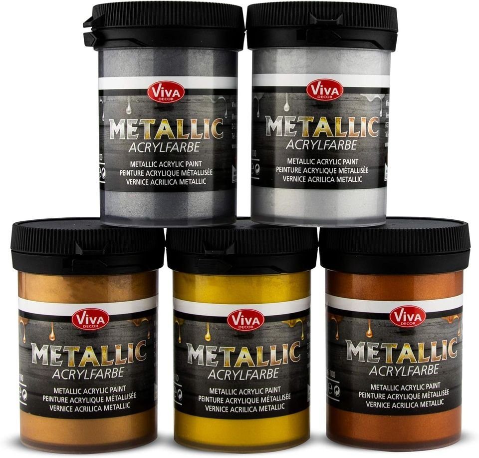 Acrylfarbe Metallic Acrylfarben-Set, 5 x 100 ml