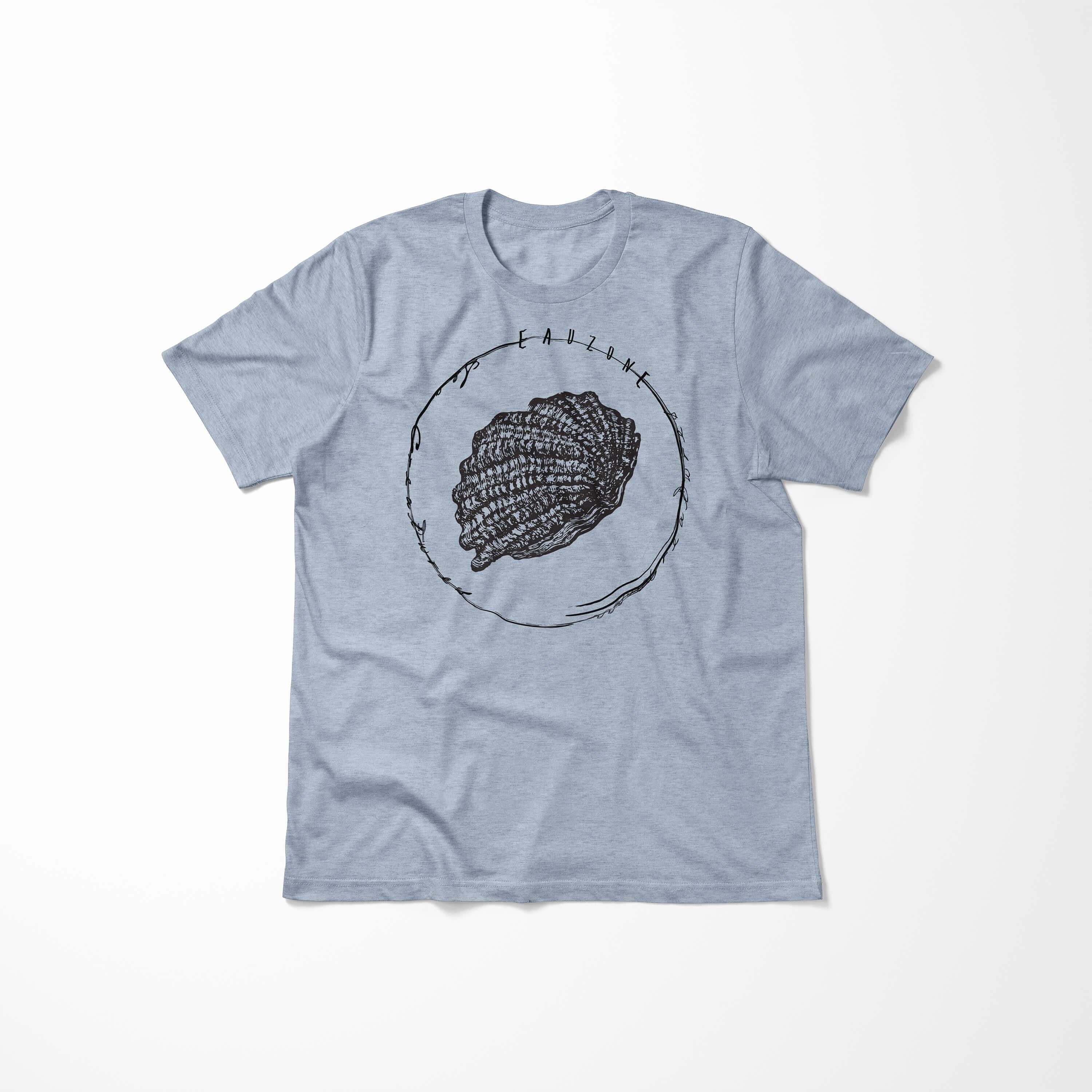 Tiefsee Sea Sinus / Denim Art 067 T-Shirt - Struktur und Fische Sea Serie: feine sportlicher Schnitt T-Shirt Creatures, Stonewash