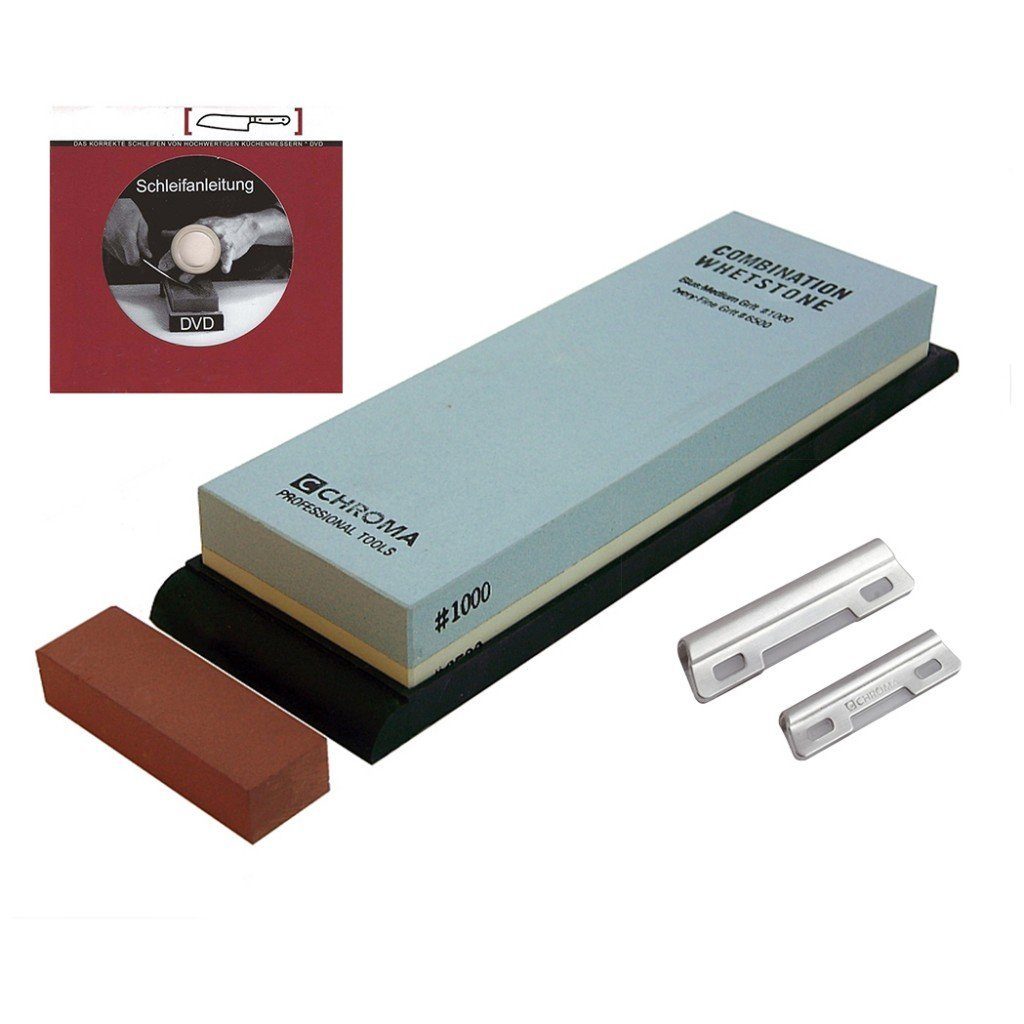CHROMA Schleifstein ST-1/6 Schleifstein 1000/6500 + Schleifhilfe ST-G + Schleifanleitung