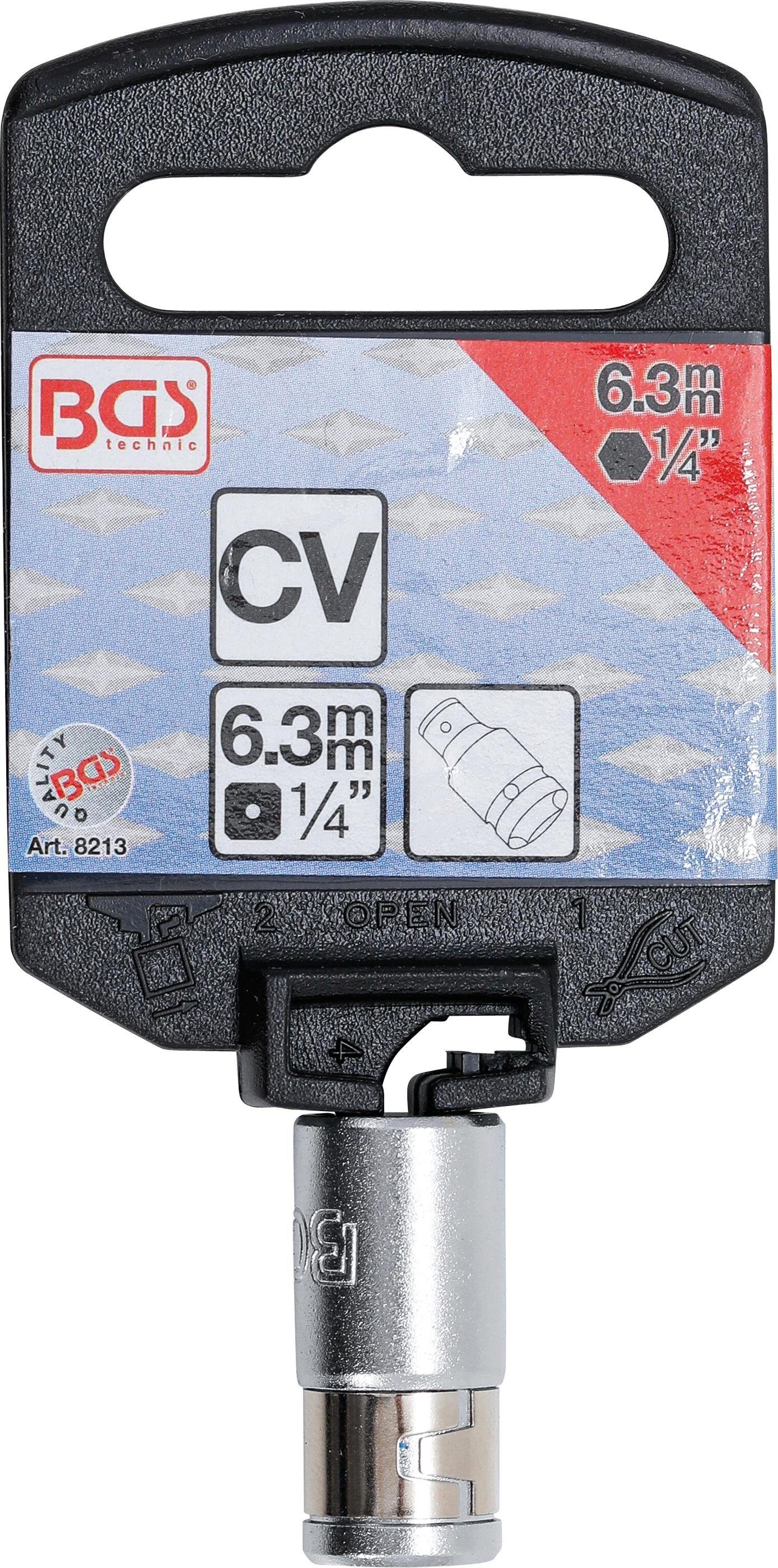 BGS technic mm (1/4) Bit-Schraubendreher mit mm 6,3 Innenvierkant 6,3 Haltekugel, Bit-Adapter Innensechskant (1/4)