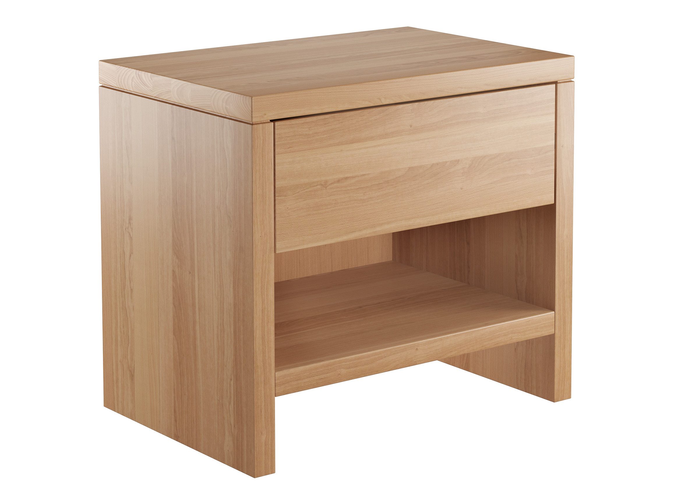 ERST-HOLZ Nachtkommode Hochwertiger Massivholz-Nachttisch Buche Nachtkonsole mit Schublade, 90.20-K39 - Nachttisch Buche farblos lackiert-Schublade oben