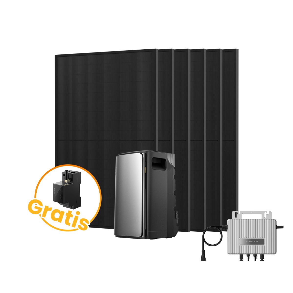 Ecoflow Balkonkraftwerk 2700W EcoFlow Stream Ultra mit 800W Wechselrichter, AC Pro Akku, (Smart Meter und 6x JASolar 450Wp Full Black im Lieferumfang enthalten), 2000 W Solareingang (4 MPPTs) mit 800W Mikro-Wechselrichter