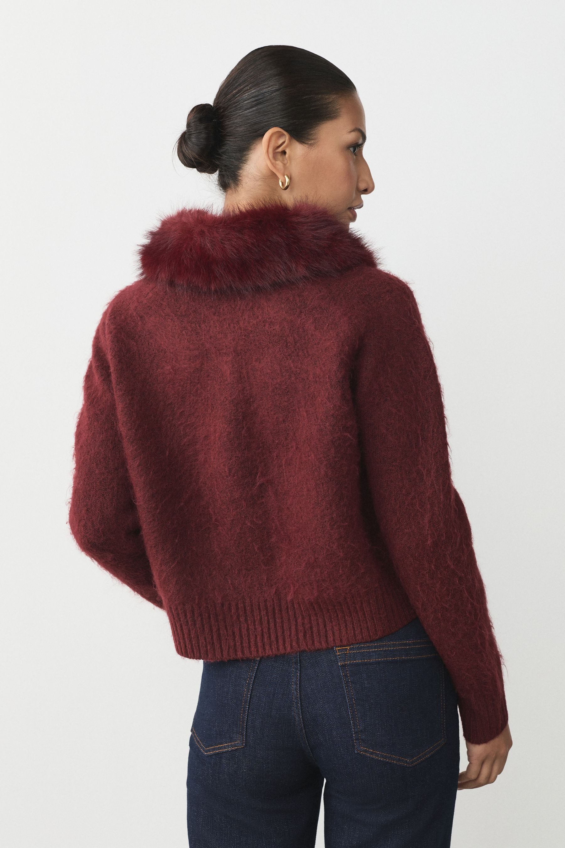 Next Strickjacke Strickjacke mit Kunstfellbesatz (1-tlg) günstig online kaufen