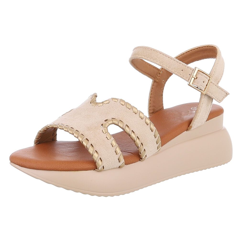 Ital-Design Bequeme Damen-Sandalen mit elegantem Design und Absatz Plateausandaletten (89542352) Keilabsatz/Wedge Keilsandaletten in Beige