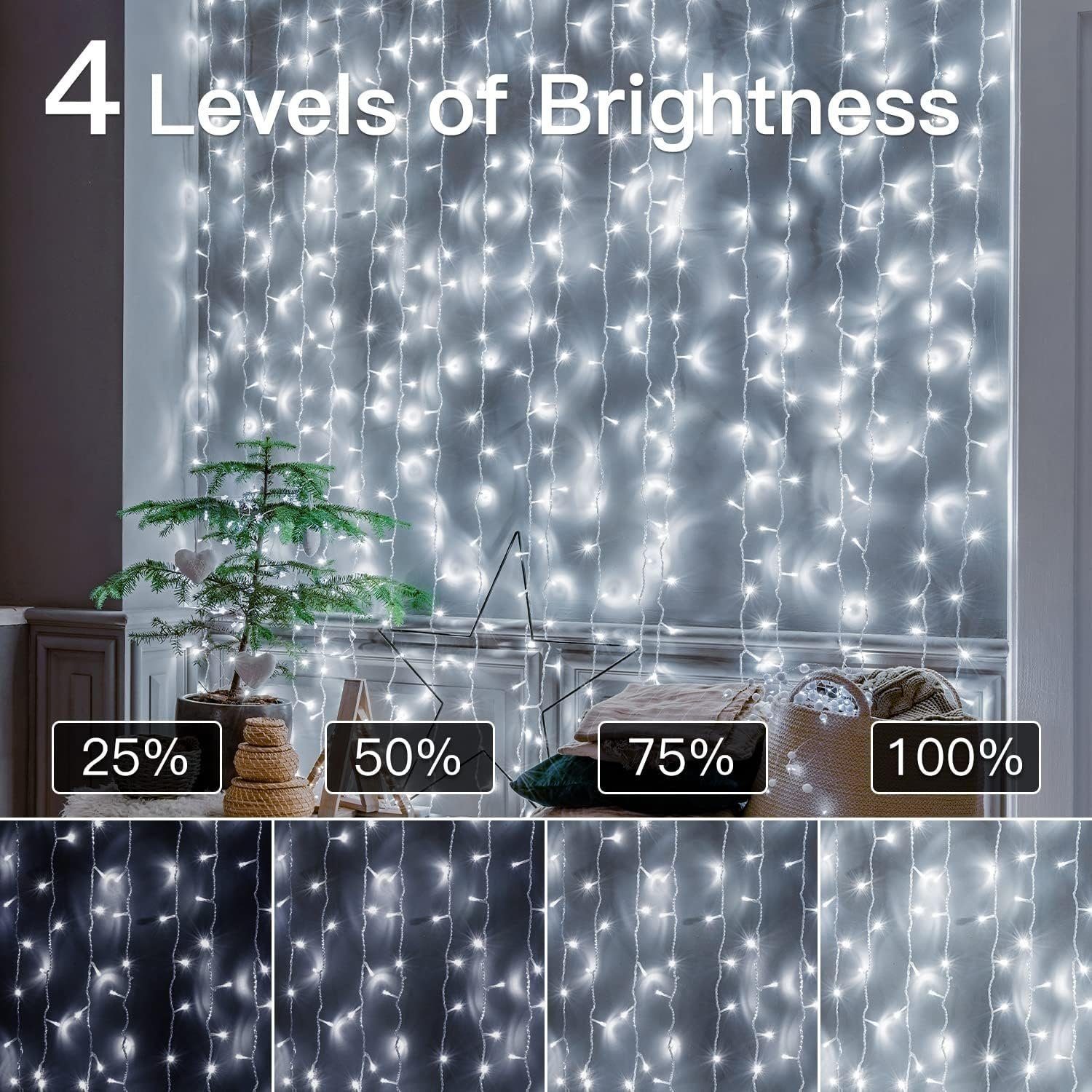 Diyarts LED-Lichterkette, 400-flammig, 60m LED Modi, vielseitige 4 Beleuchtung, Helligkeitsstufen. 8