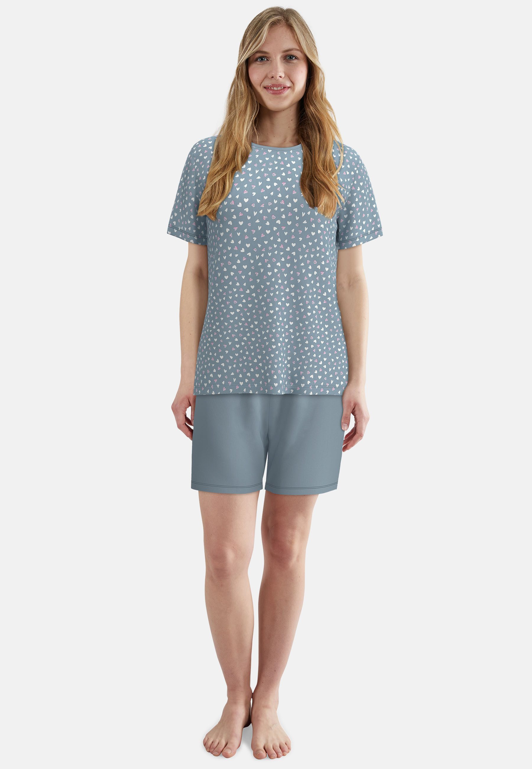 TOM TAILOR Shorty mit Motiv, Rundhalsausschnitt, kurz, Baumwollmix