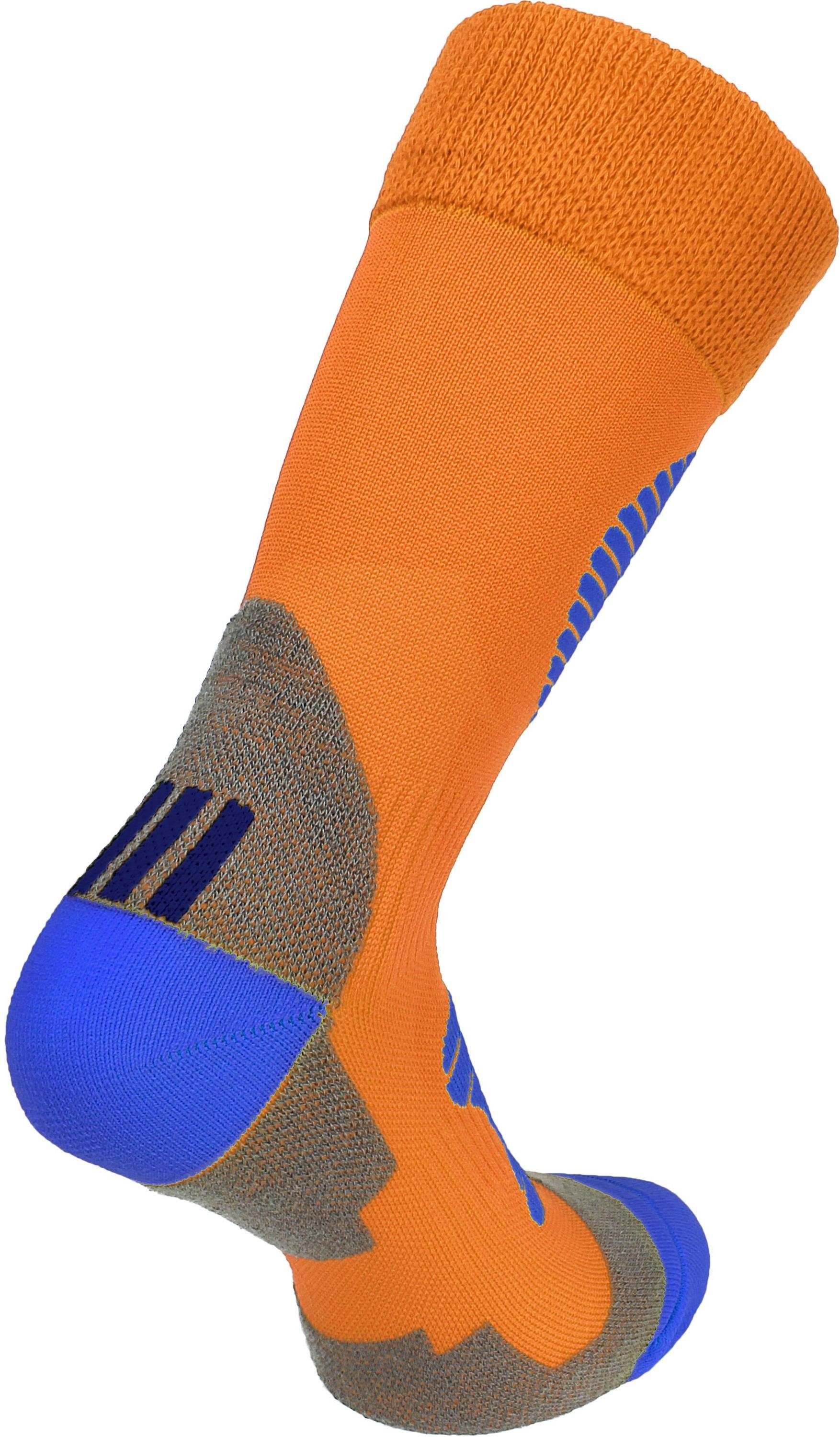 mit normani Schienbein-Schutzpolster Sportsocken Paar) (3 Orange/Blau