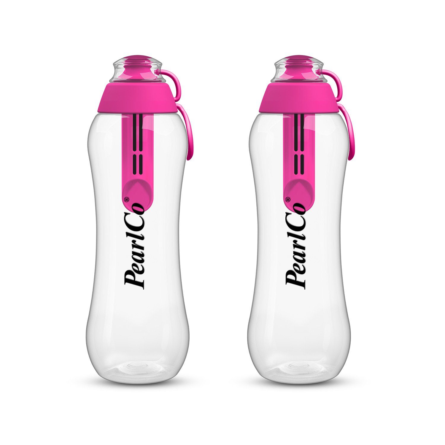 PearlCo Trinkflasche Zwei Trinkflaschen mit Filter 0,5 Liter pink
