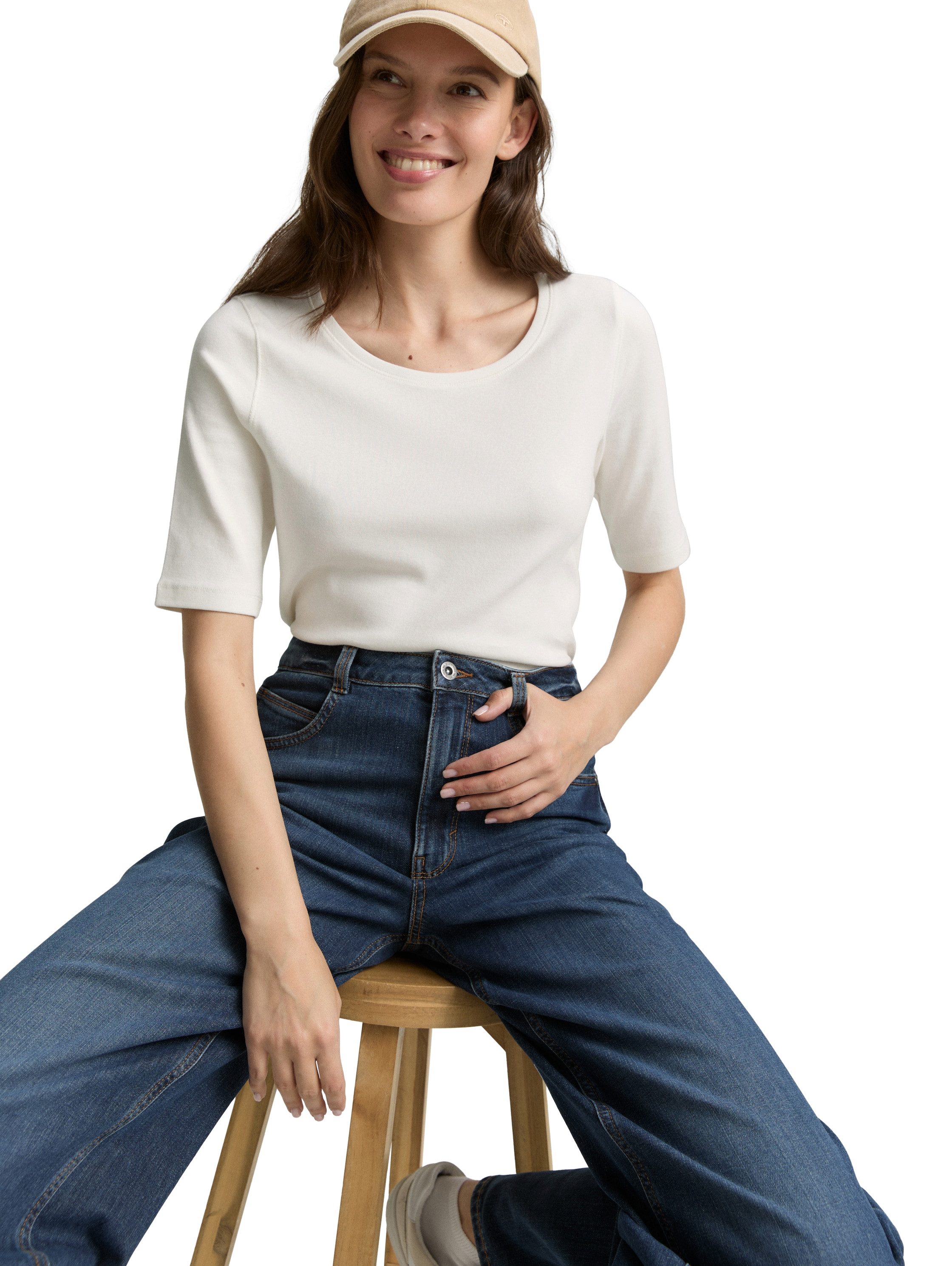 TOM TAILOR T-Shirt mit großem Rundhalsausschnitt günstig online kaufen