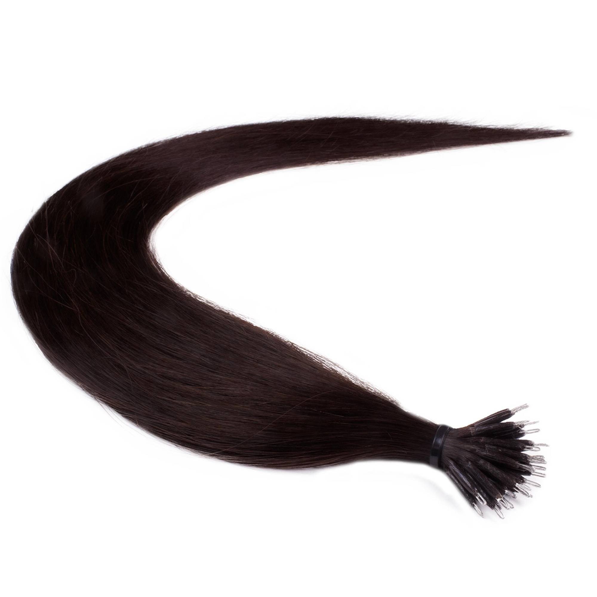 50cm Premium Echthaar-Extension #5/0 Extensions hair2heart Nanoring Hellbraun