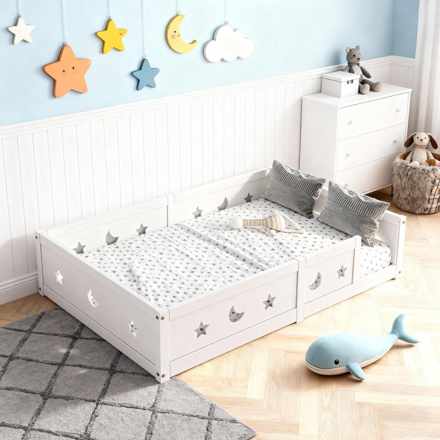 LuxusKollektion Hausbett Kinderbett 140x200 mit Zaun