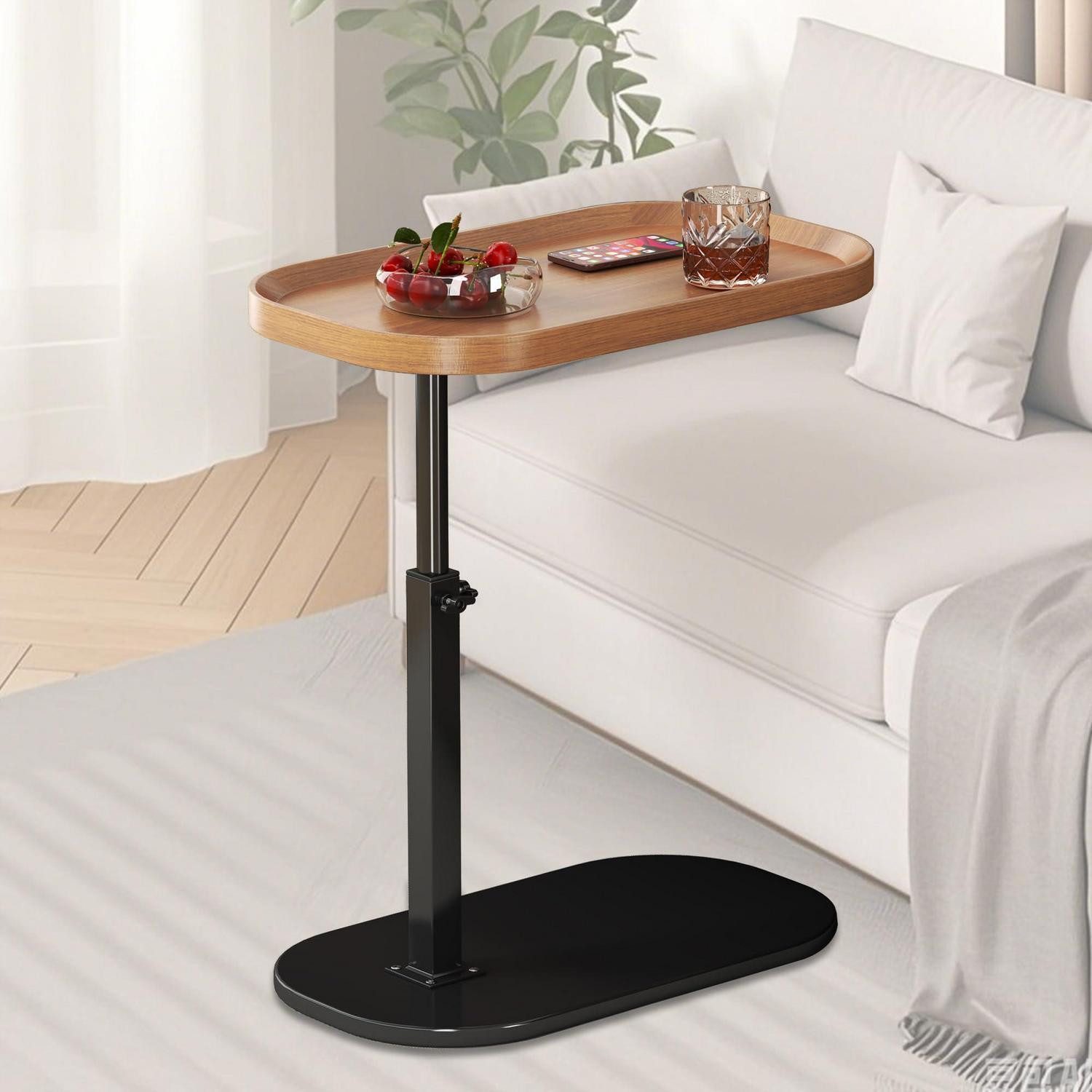 LuxusKollektion Beistelltisch C-Form Beistelltisch höhenverstellbar 30x45cm Holz (1-St)