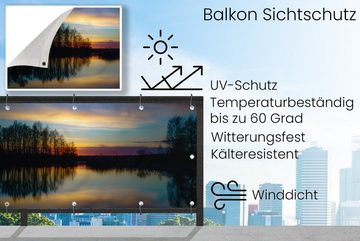 MuchoWow Balkonsichtschutz Wasser - See - Bäume - Sonnenuntergang - Natur (1-St) Balkonbanner, Sichtschutz für den Balkon, Robustes und wetterfest