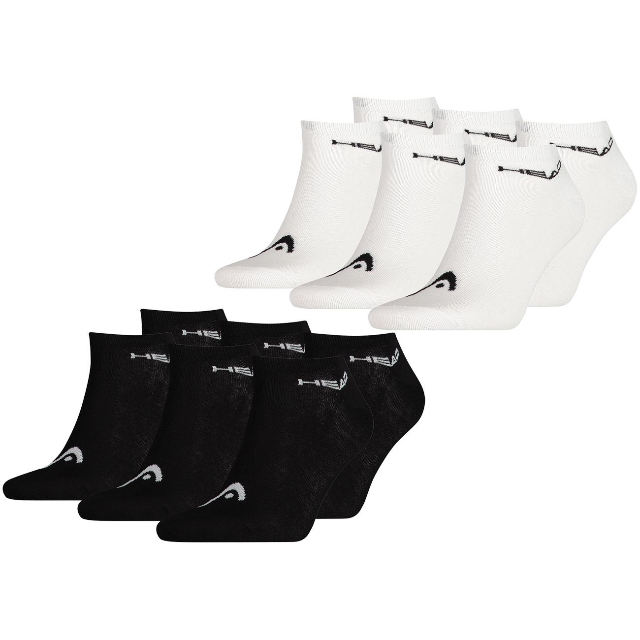 Head Sneakersocken SNEAKER UNISEX - 6er Pack (6-Paar) mit flacher Zehenart 3 Paar Black (200) & 3 Paar White (300)