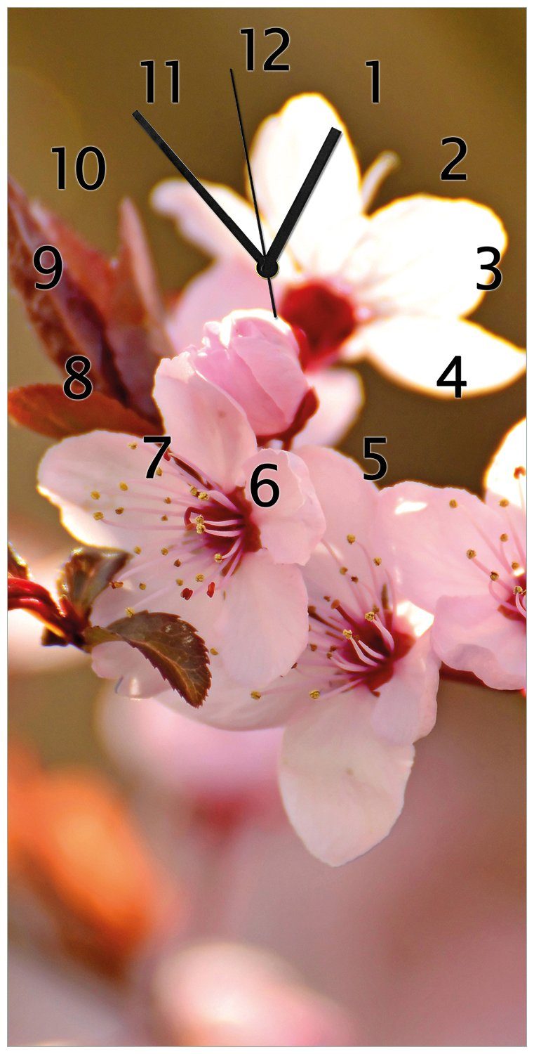 Acryl) Kirschblüten Nahaufnahme Wanduhr Wallario II in - Frühlingsgefühle aus (Uhr
