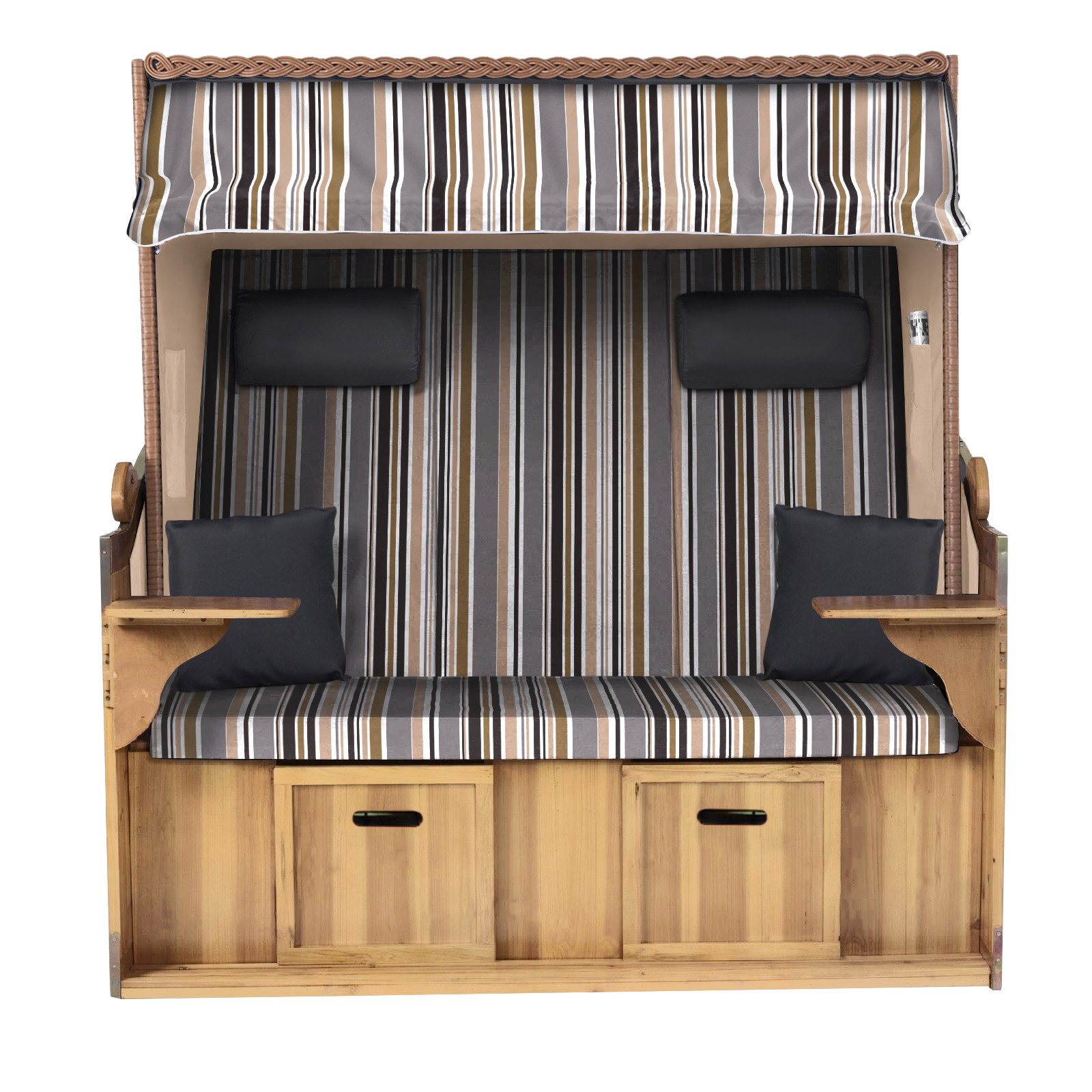 Strandkorb Hanse Strandkorb Strandkorb Ostsee XXL 2,5-Sitzer Volllieger Beige Anthrazit, BxTxH: 150x80x160 cm, Ostsee XXL Volllieger, Ostsee 2,5-Sitzer Modell 2025, Stabiles Wacholder mit handgefertigtem Polyrattangeflecht