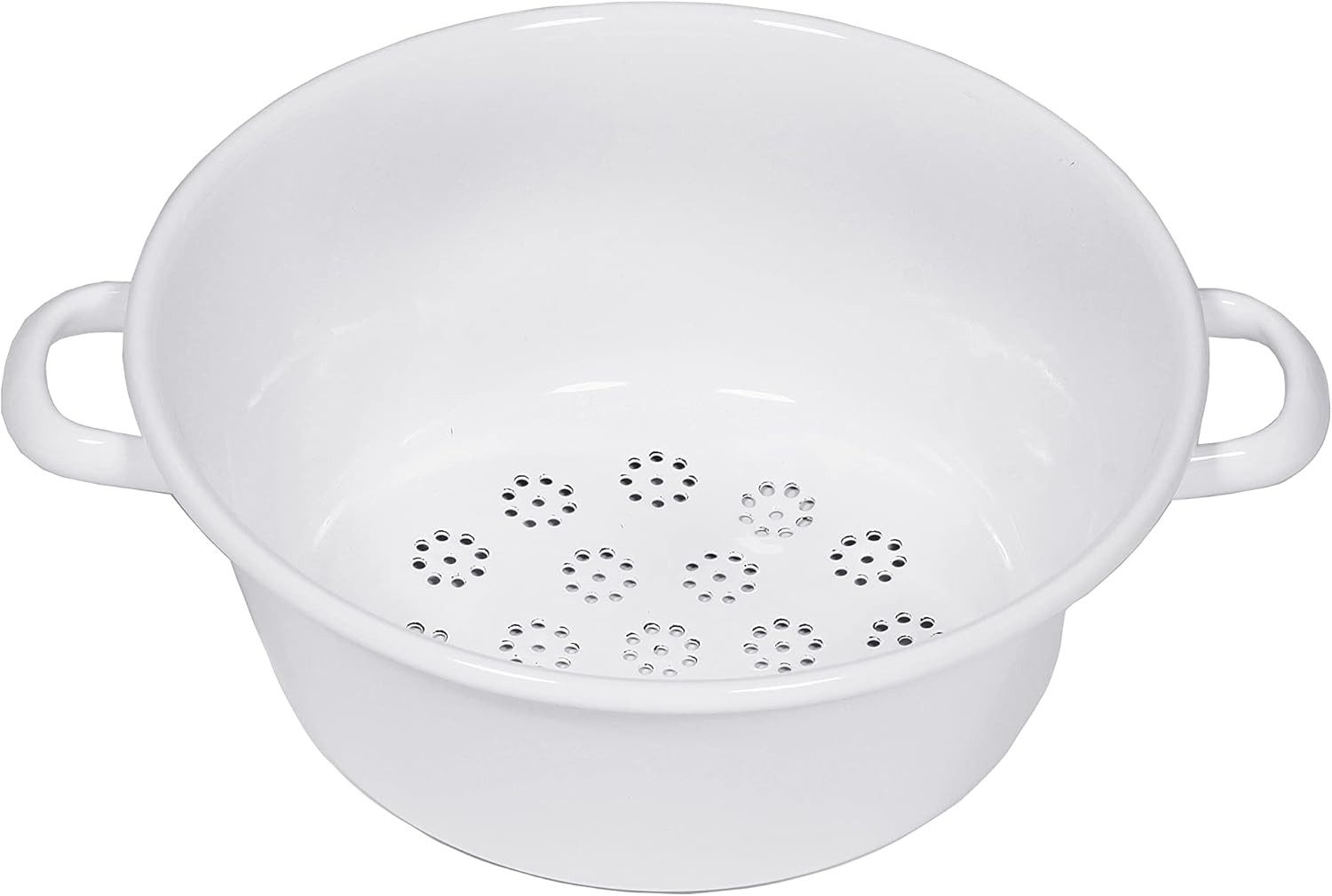 Riess Küchensieb Riess Gemüsesieb Durchmesser 26 cm weiß Emaillie, Emaille