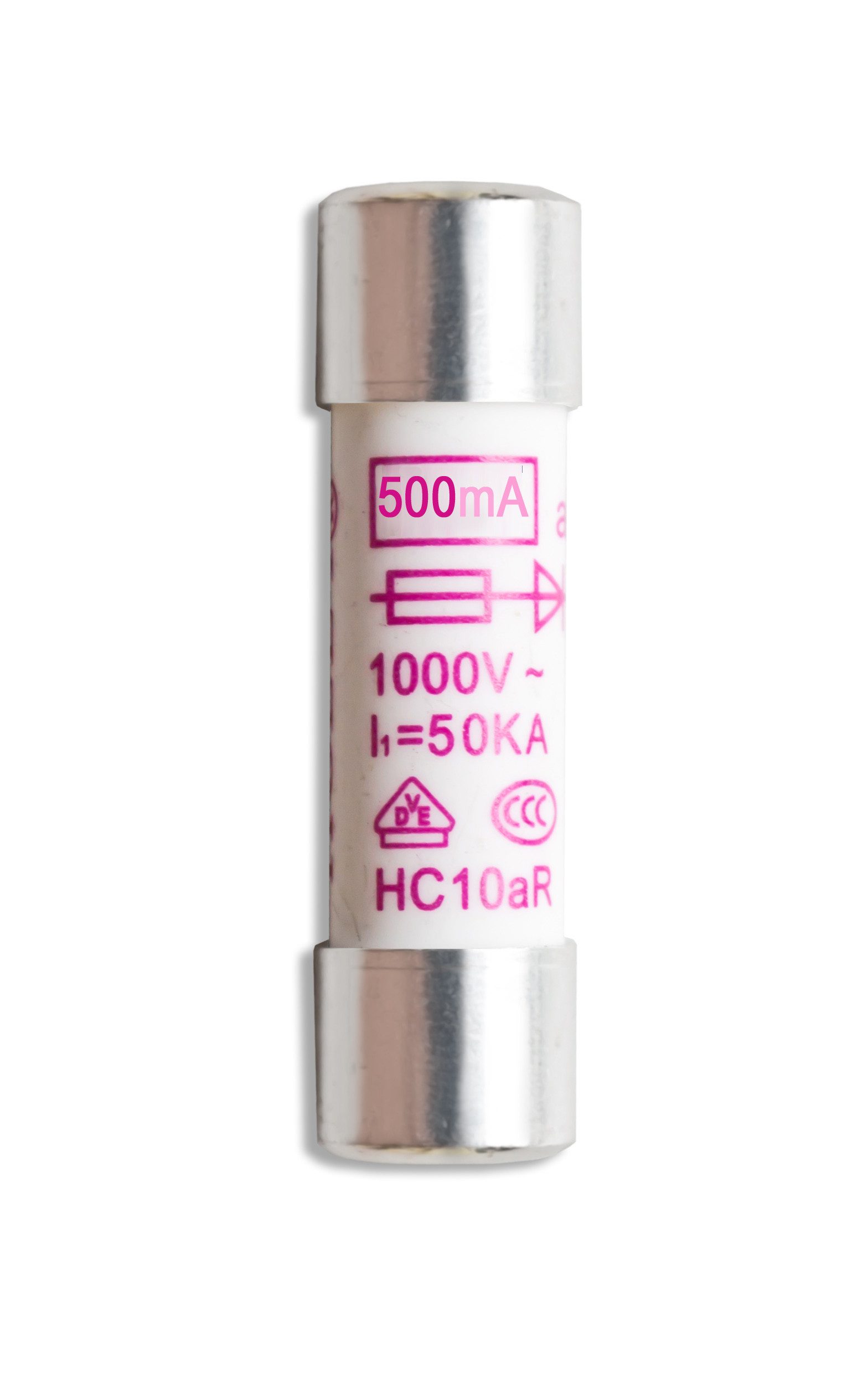PeakTech Einbausicherung Feinsicherung, 0,5 A 1.000 V, 10,3 x 38 mm super flink