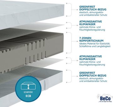 Komfortschaummatratze Matratze Active Greenfirst, Matratze in diversen Größen erhältlich, Beco, 18 cm hoch, Matratze in 90x200 cm und weiteren Größen, punktelastische Matratze