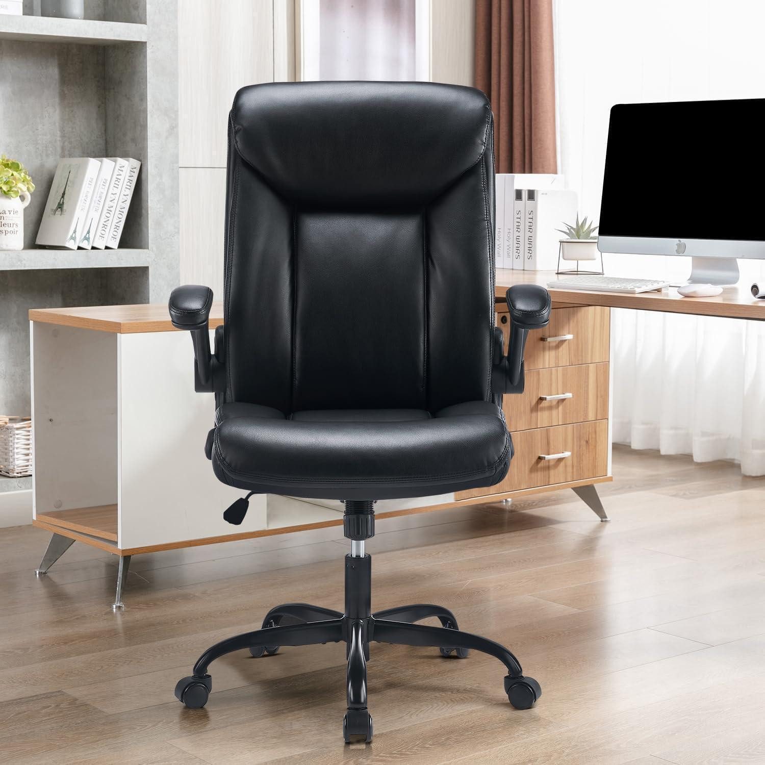 LuxusKollektion Bürostuhl Ergonomischer Bürostuhl PU Leder Schwarz höhenverstellbar mit Armlehne