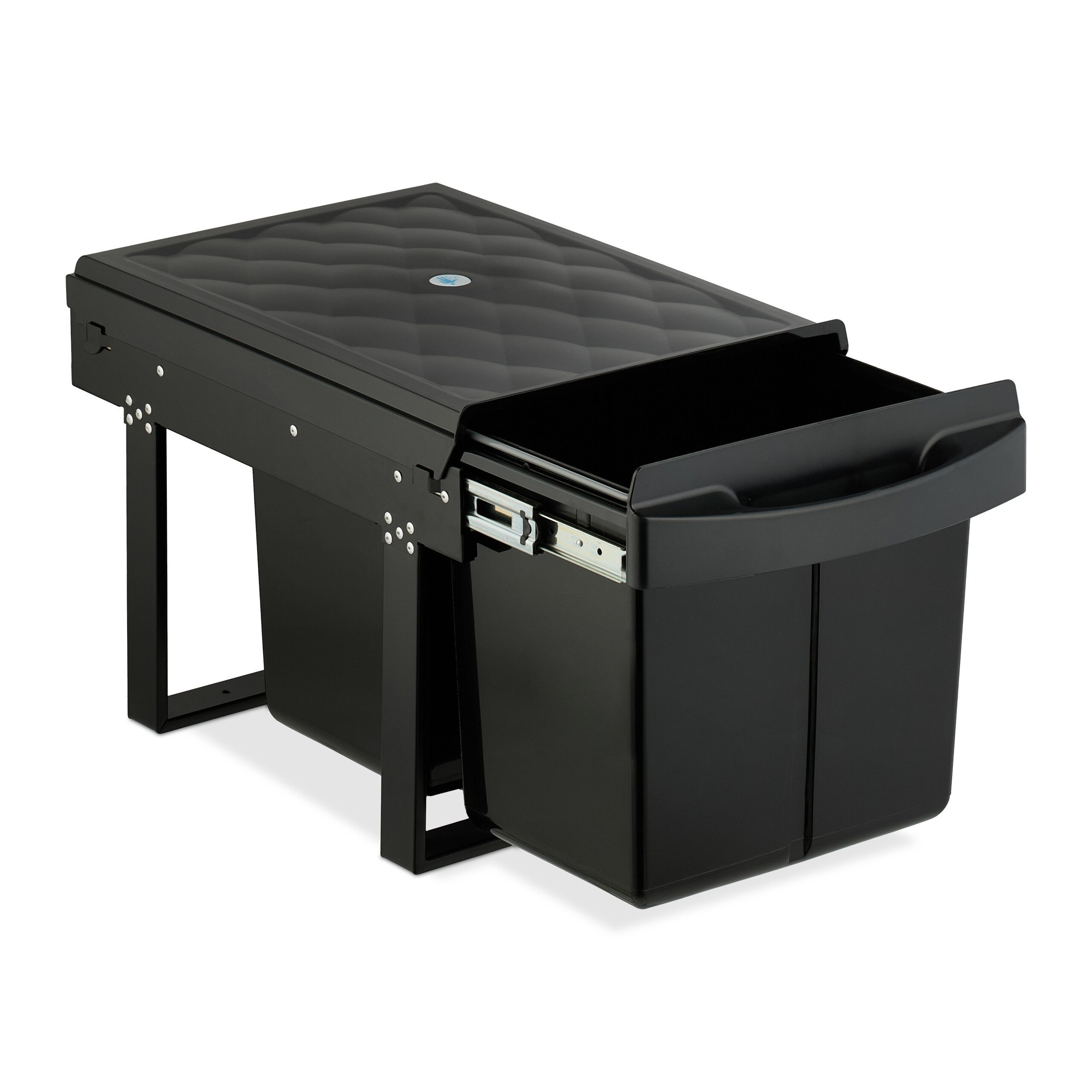 relaxdays Einbaumülleimer Schwarzer Einbaumülleimer, 2 x 15 L