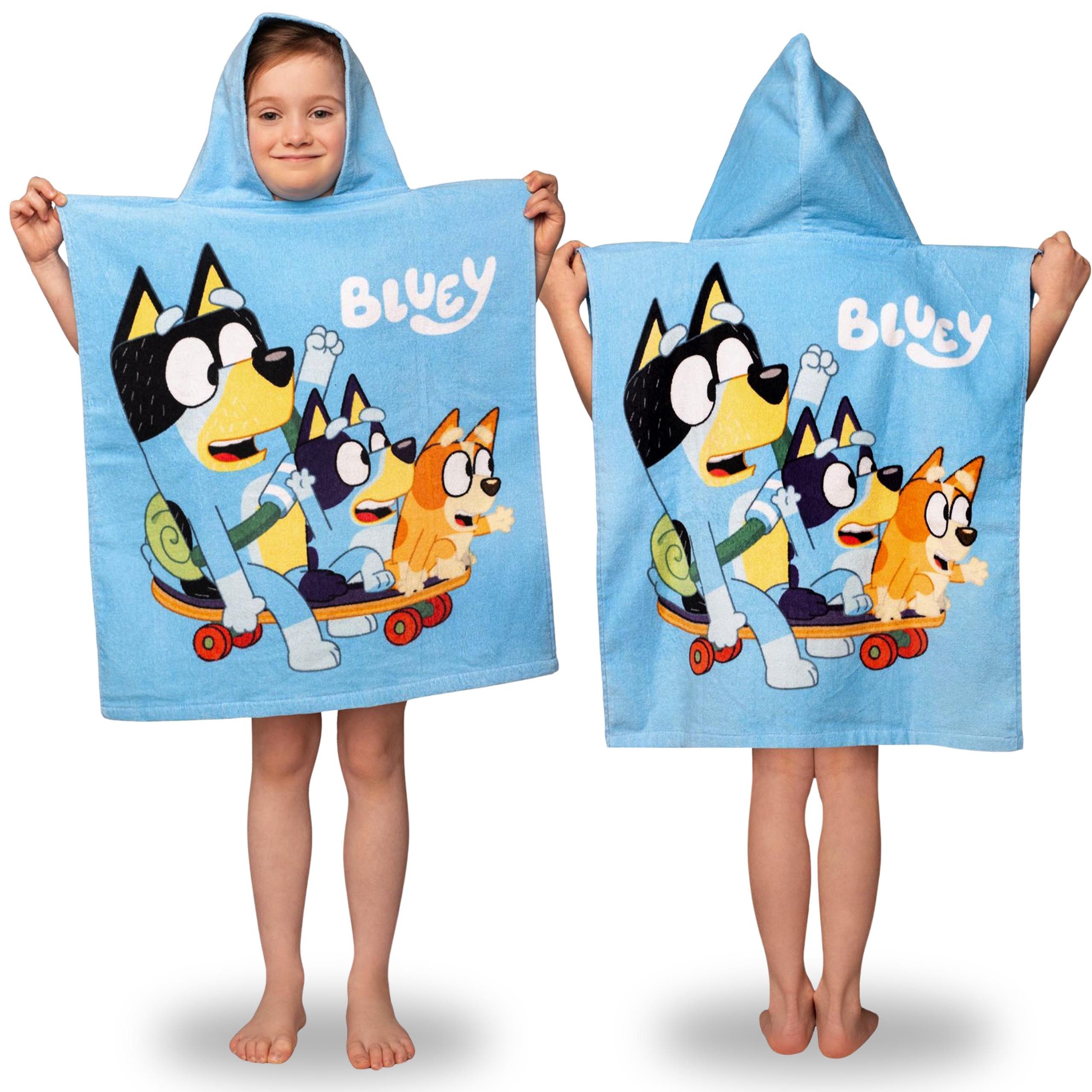 Bluey Kapuzenhandtuch Bluey Badetuch, SCHNELL TROCKNENDES Poncho mit Kapuze für Kinder
