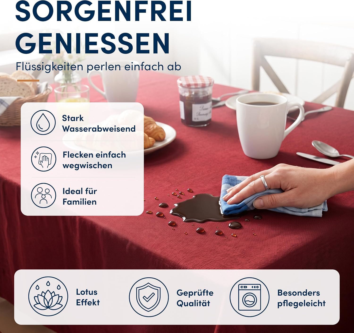 Stoffschmiede Tischdecke mit Leinen-Optik, Wasserabweisend