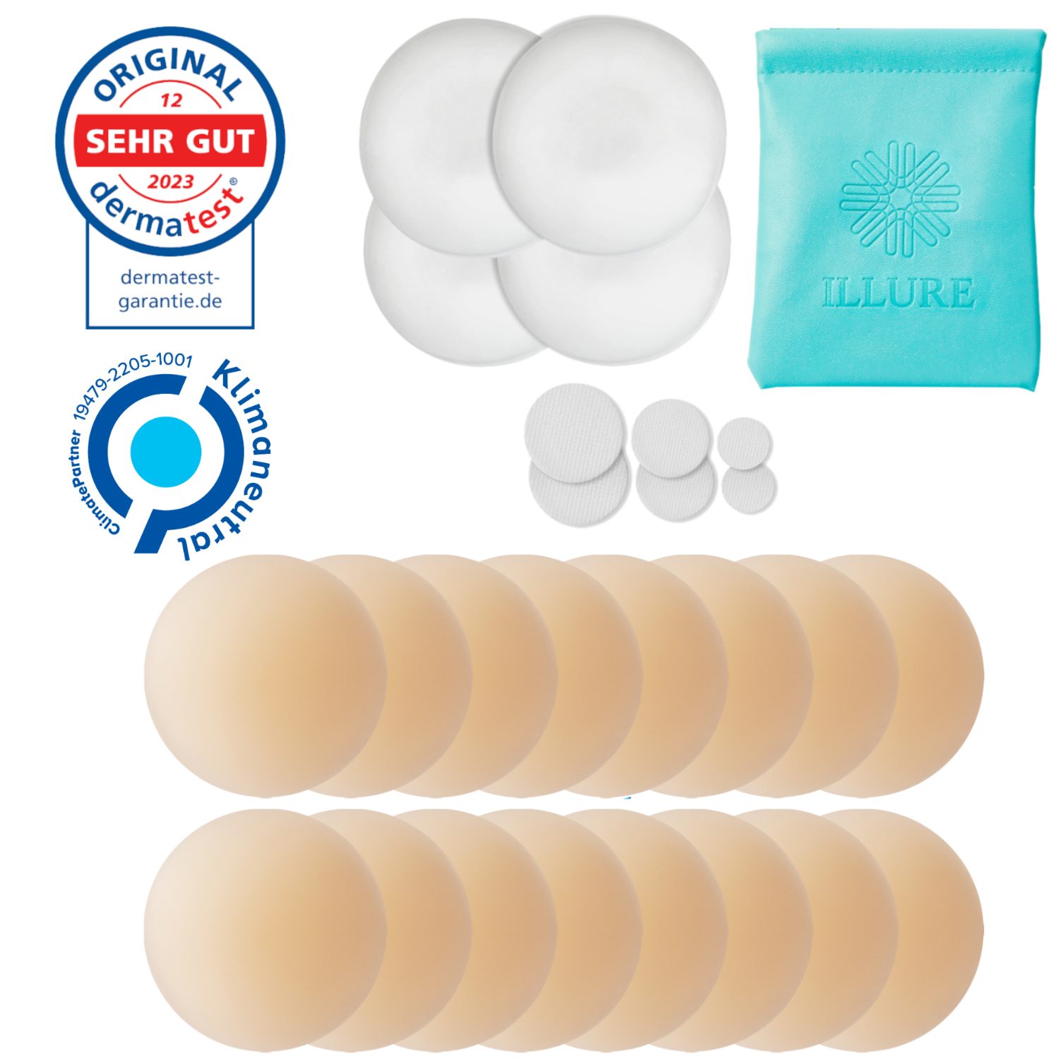 ILLURE BH-Einlagen Nippelpads – Nipple Cover Brustwarzenschutz -Wiederverwendbar&waschbar, mit kleiner Tragetasche für diskreten Transport im Alltag