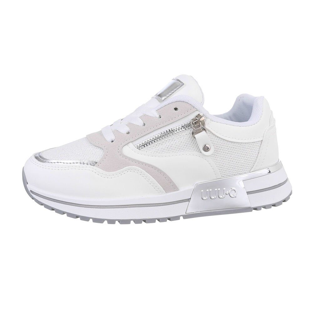 Ital-Design Damen Low-Top Freizeit Sneaker Flach Sneakers Low in Weiß