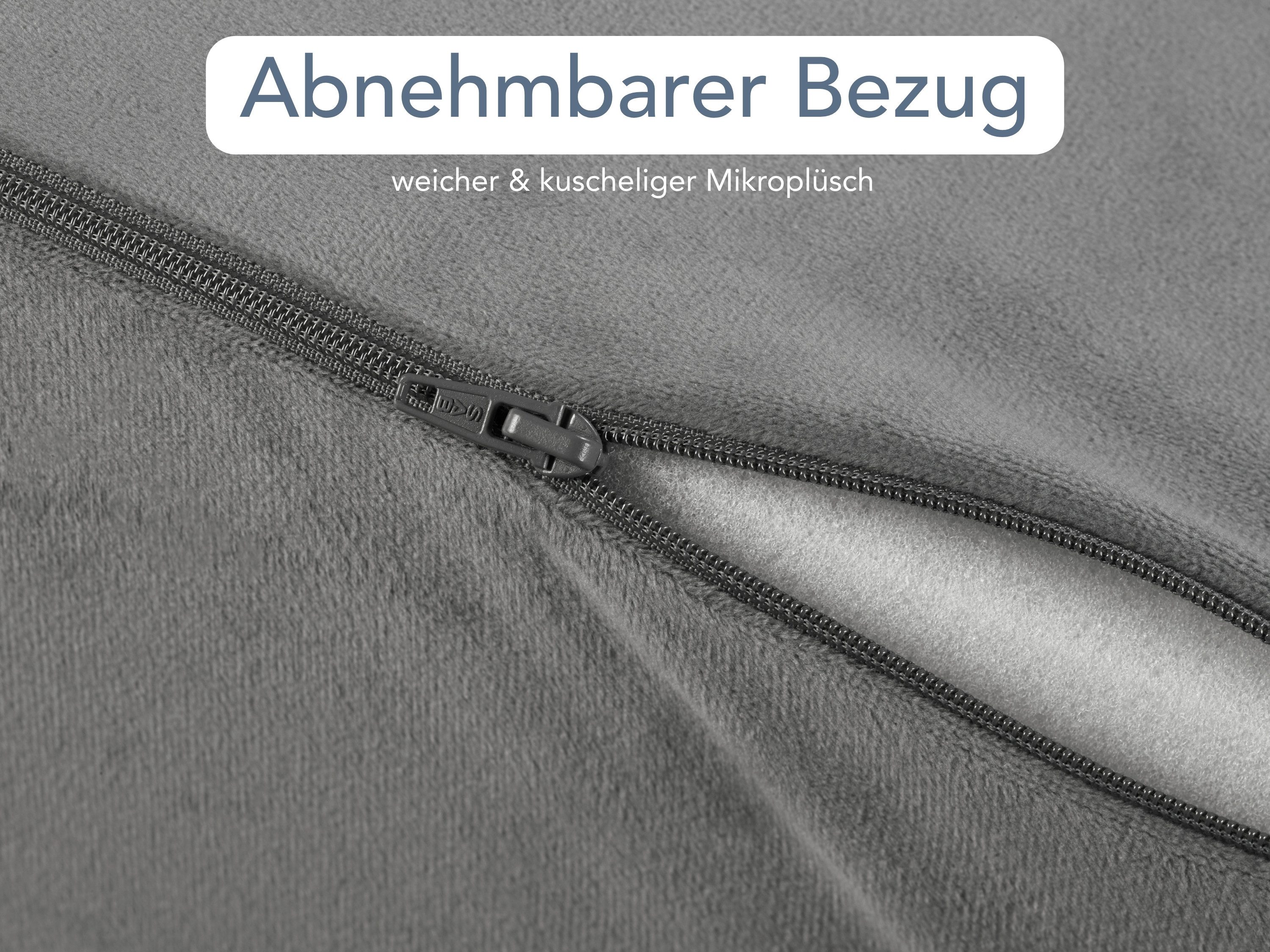 XDREAM Nackenstützkissen Visco Comfort, ergonomisches Nackenkissen mit Memory Effekt, Füllung: 100% Viscoschaum, Bezug: samtig weicher Mikroplüsch, für Rückensc – Bild 3 von 5