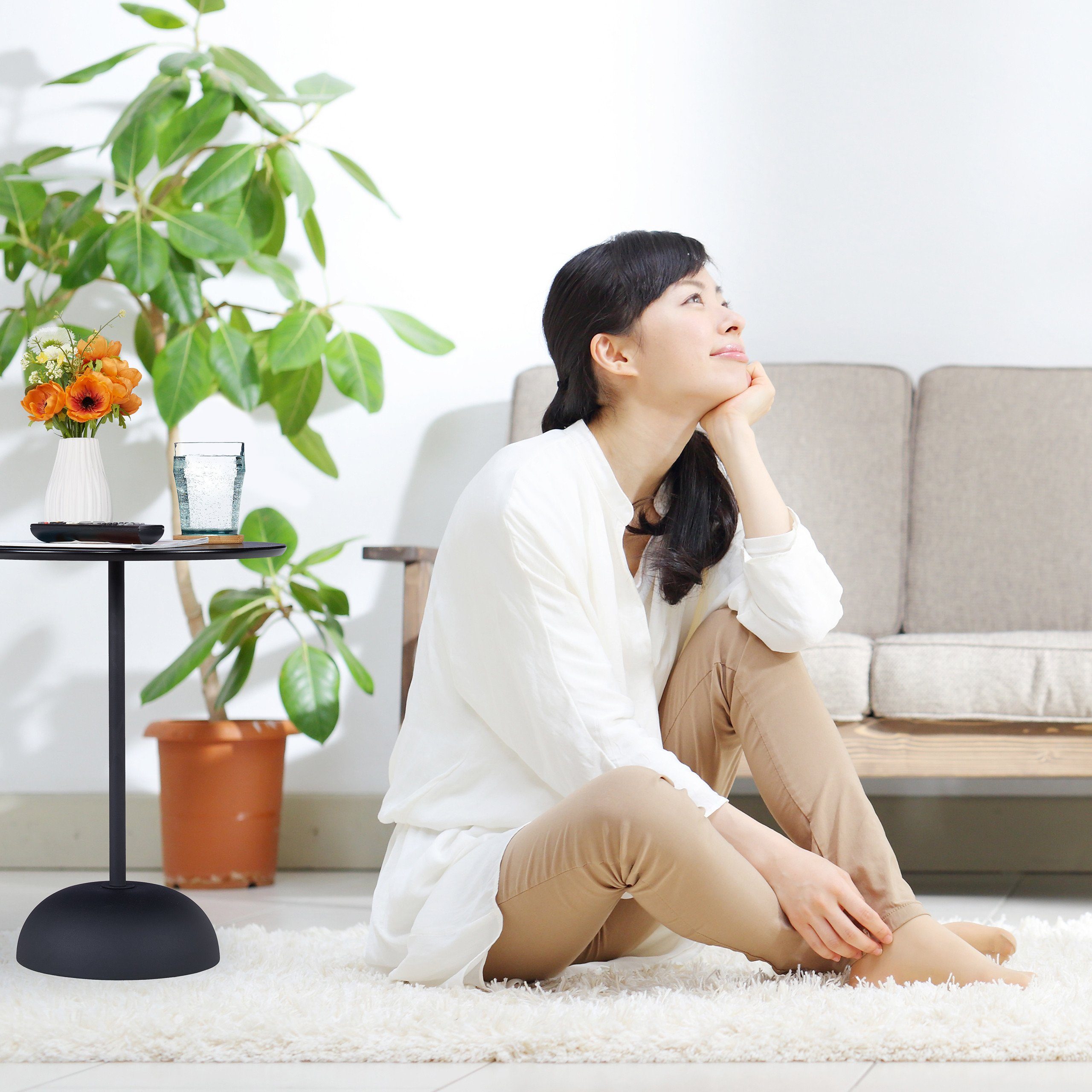 relaxdays Beistelltisch Runder Beistelltisch in Schwarz