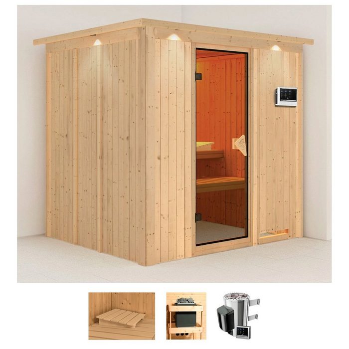 Karibu Sauna Dima BxTxH: 210 x 184 x 202 cm 68 mm (Set) 3 6-kW-Plug & Play Ofen mit externer Steuerung