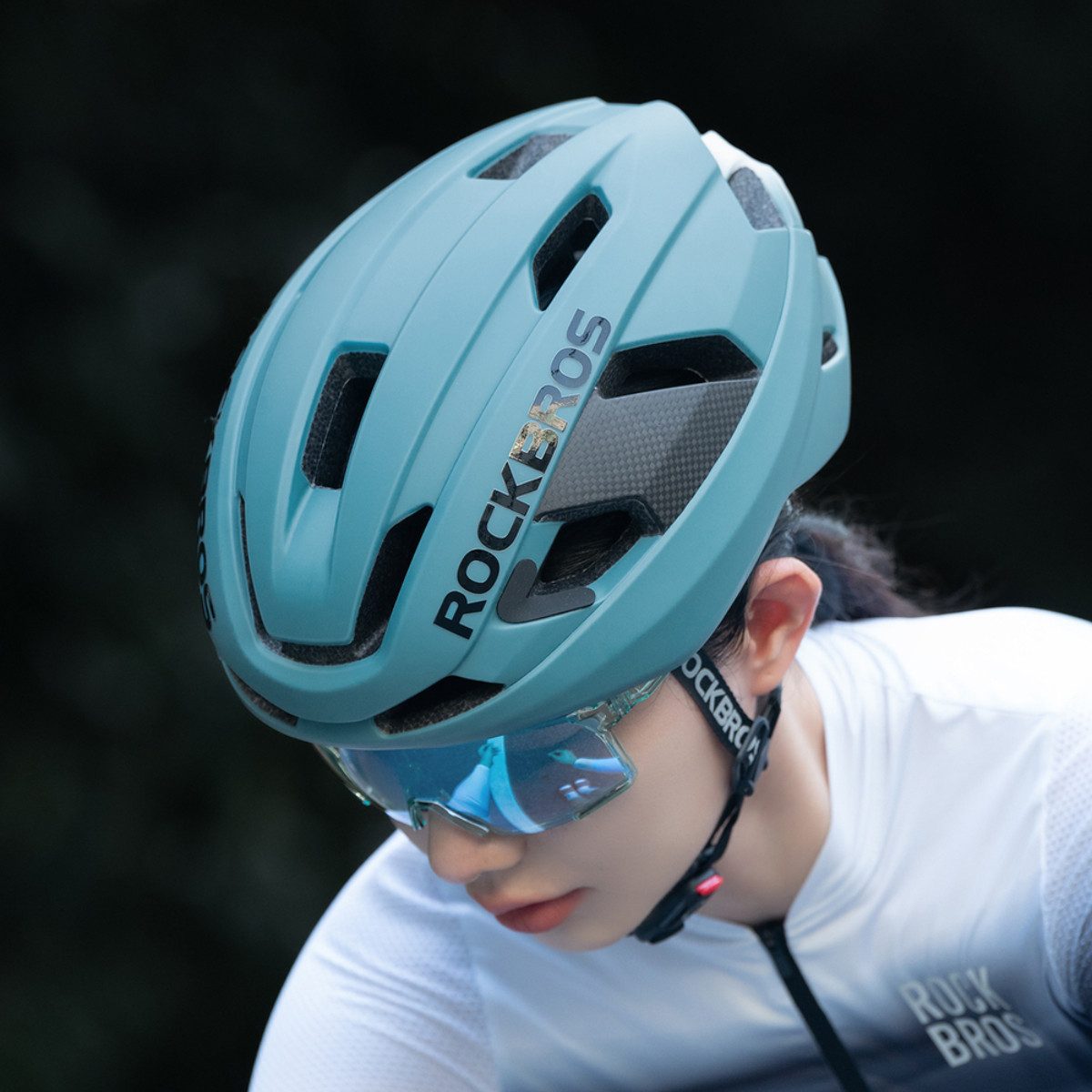 ROCKBROS Fahrradhelm LK-15, Carbonhelm mit 3D-Dämpfung und ultraleichtem Design