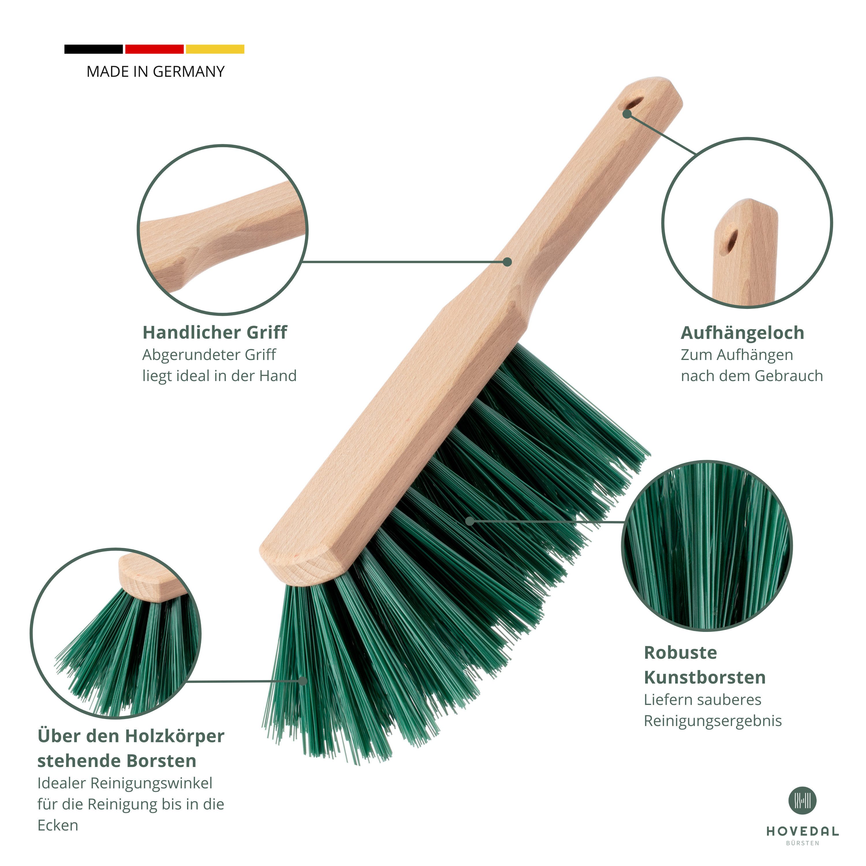 Hovedal Kehrgarnitur 2er Set Handfeger für Draußen, Gartenhandfeger, Handfeger für Garten, Handbesen aus Holz mit Borsten aus Kunststoff – Bild 2 von 5