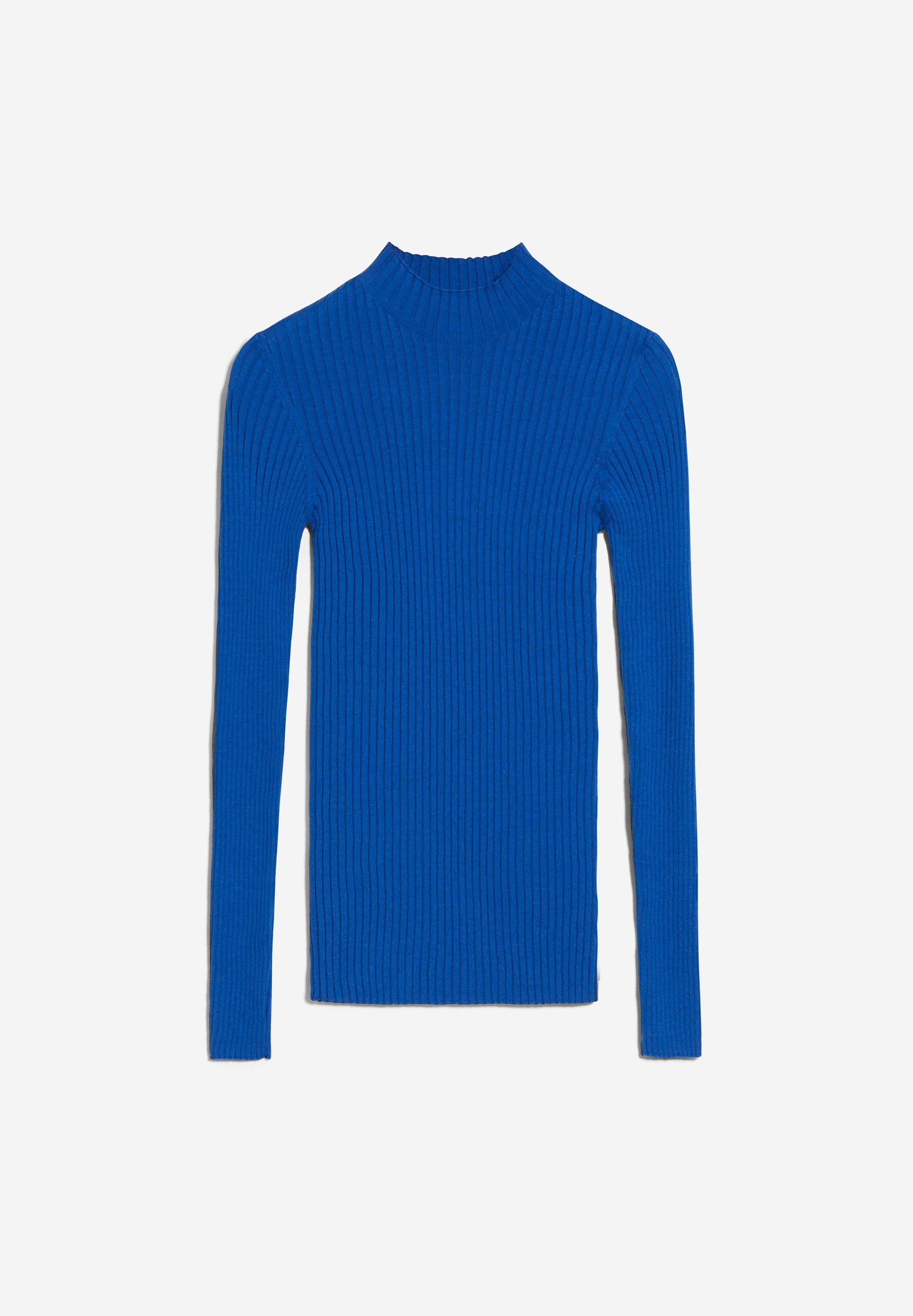 aus Bio-Baumwolle (1-tlg) Damen Pullover Slim Strickpullover blue ALAANIA Armedangels Fit dynamo