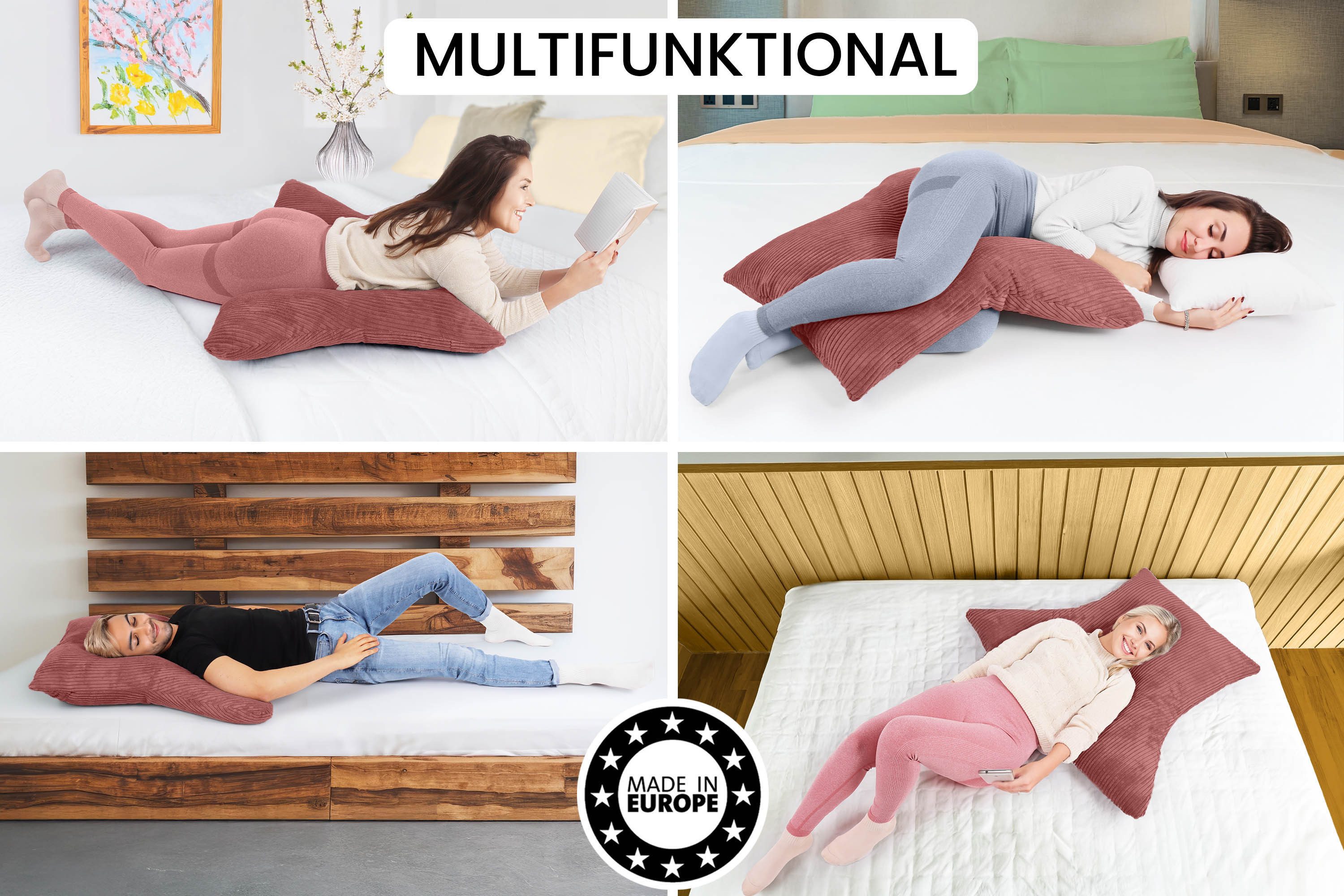Amilian Schlafkissen - Lesekissen für Bett und Sofa - Seitenschläferkissen - Stillkissen, Seitenschläfer, Rückenlage, Schlafkissen für Seitenlage, Kissen mit Füllung und abnehmbarem Bezug - Stillhilfe