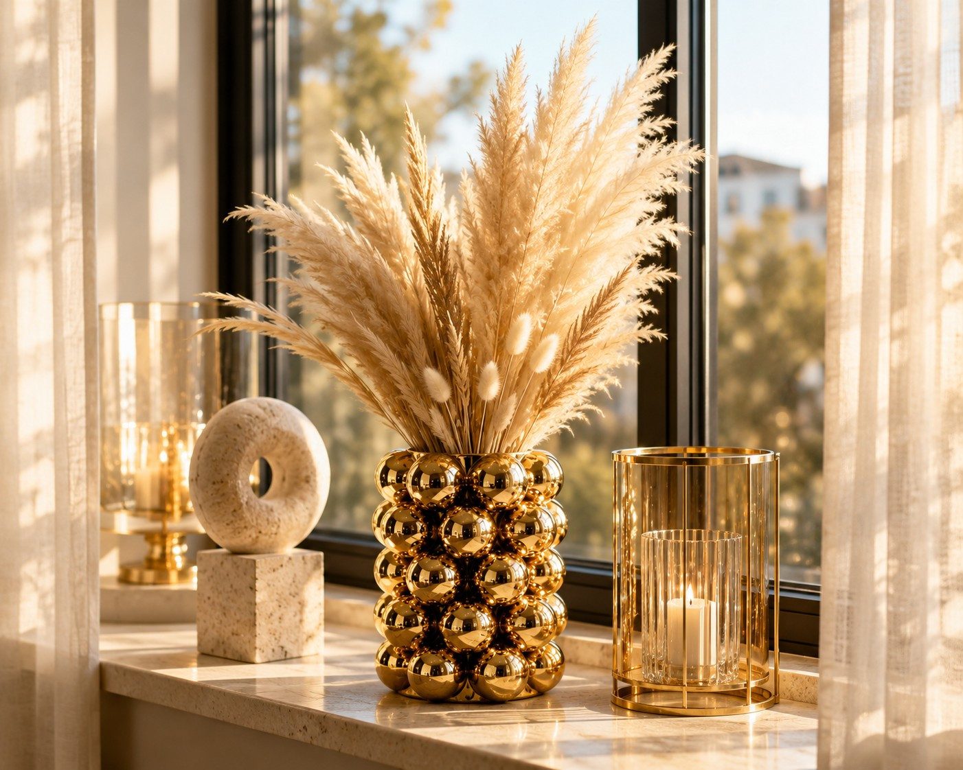 Wurm Kugelvase Otto Blumenvase Bubble Gold aus Porzellan