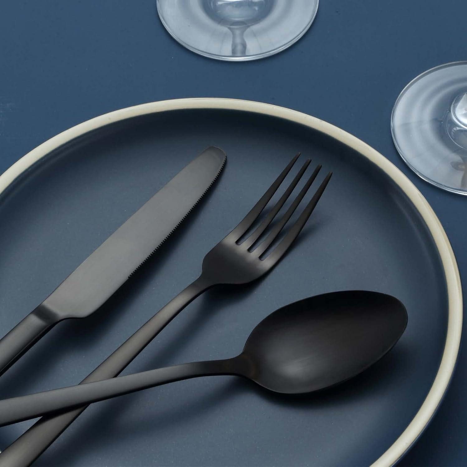 LuxusKollektion Besteck-Set Schwarzes Besteck Set 30-teilig Edelstahl für 6 Personen – Bild 3 von 5
