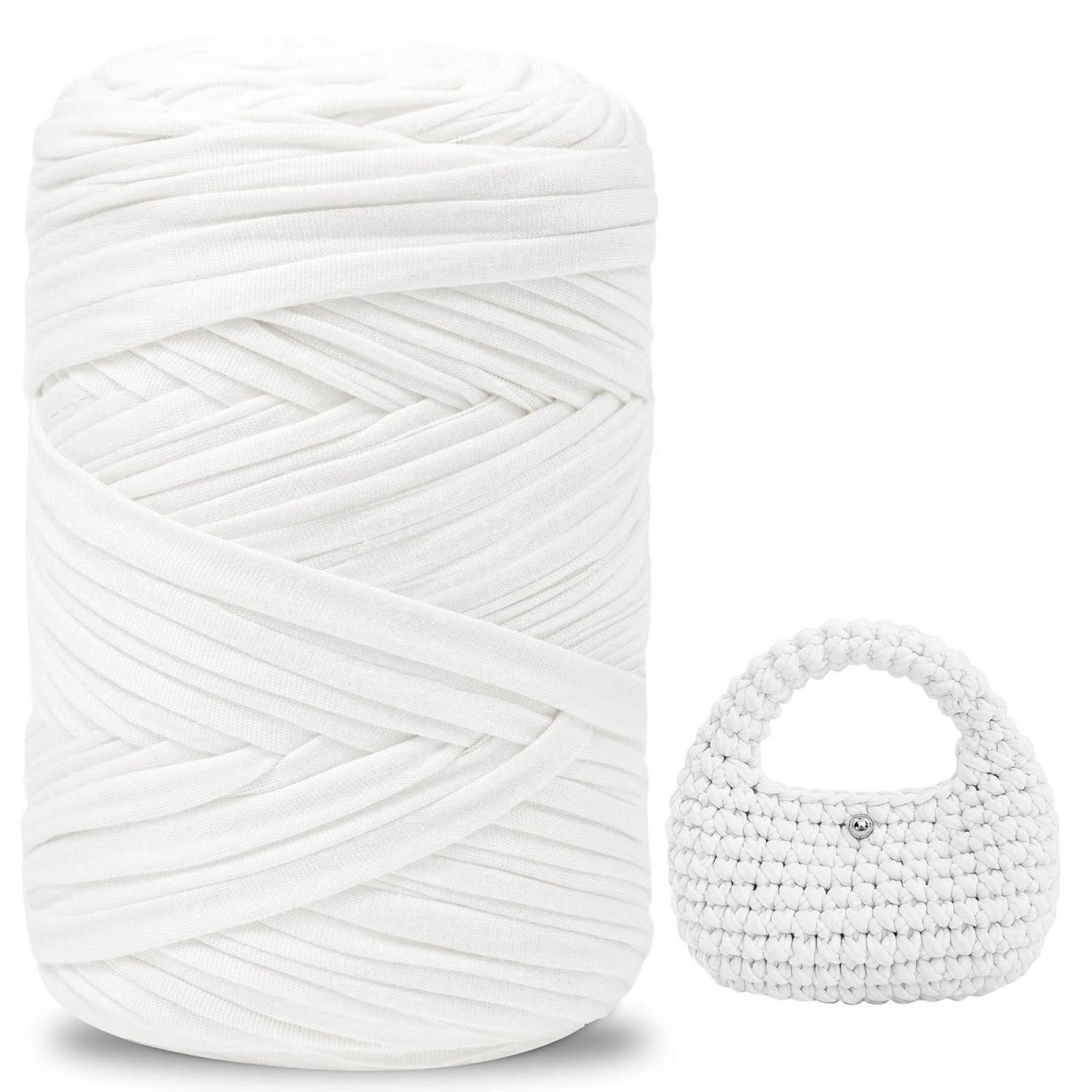 LuxusKollektion T-Shirt Garn 400g Weiß, Häkelgarn Chunky Häkelwolle
