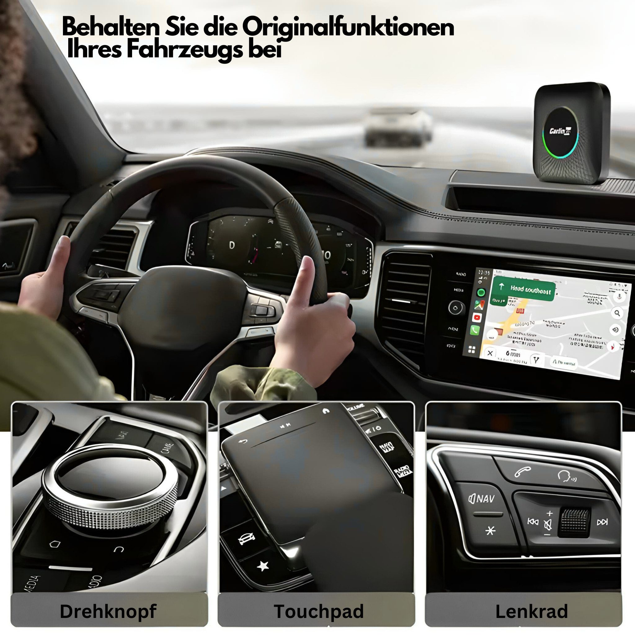 HS.SUPPLY Wireless Adapter CarPlay & Android Auto, integriertes Android System Auto-Adapter USB, USB Type-C zu USB Typ A, USB-C, 2in1 für CarPlay & AndroidAuto, Mit Android System