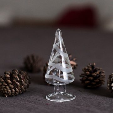 Storefactory Scandinavia Weihnachtsfigur 2er Set Tannenbaum "Granbo", Glas, transparent & milchig